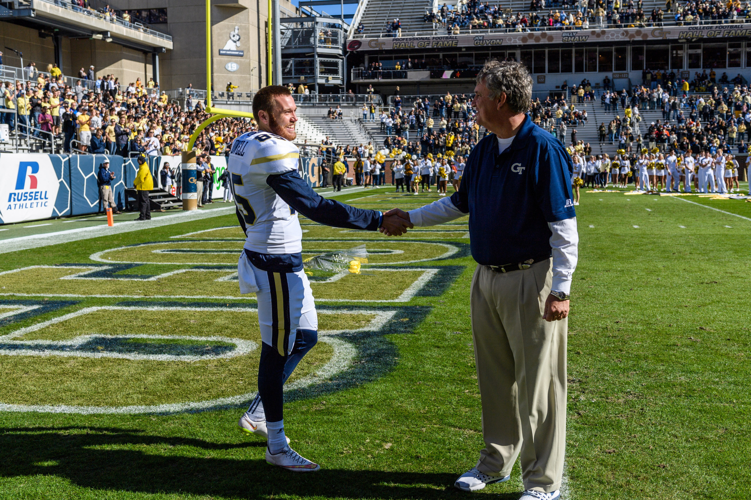 Ryan Rodwell (85), Coach Paul Johnson