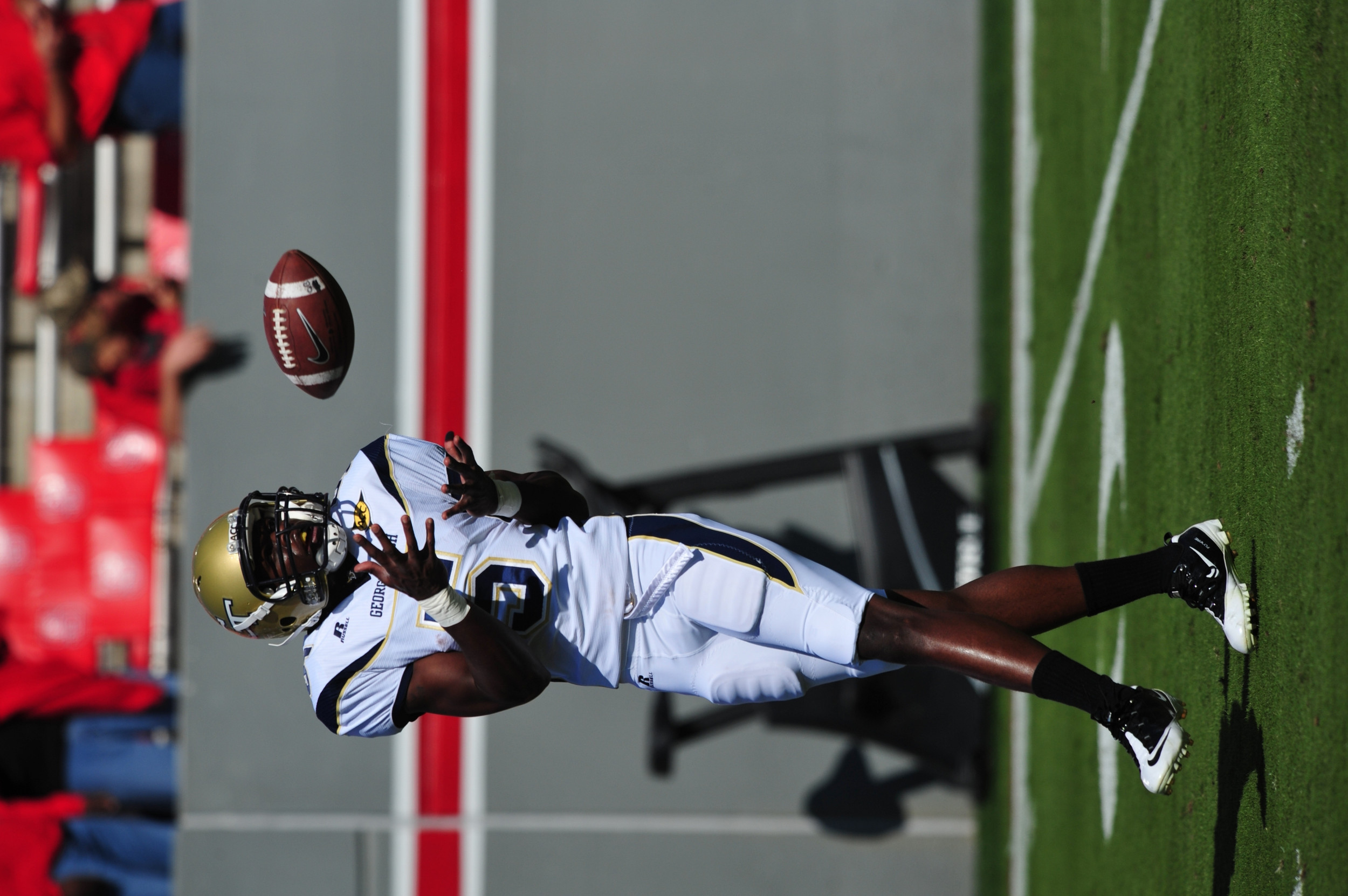 Georgia Tech at NCSUOctober 1, 2011Georgia Tech wide receiver Stephen Hill warms up before the game against NC State.Photo by LensEffects