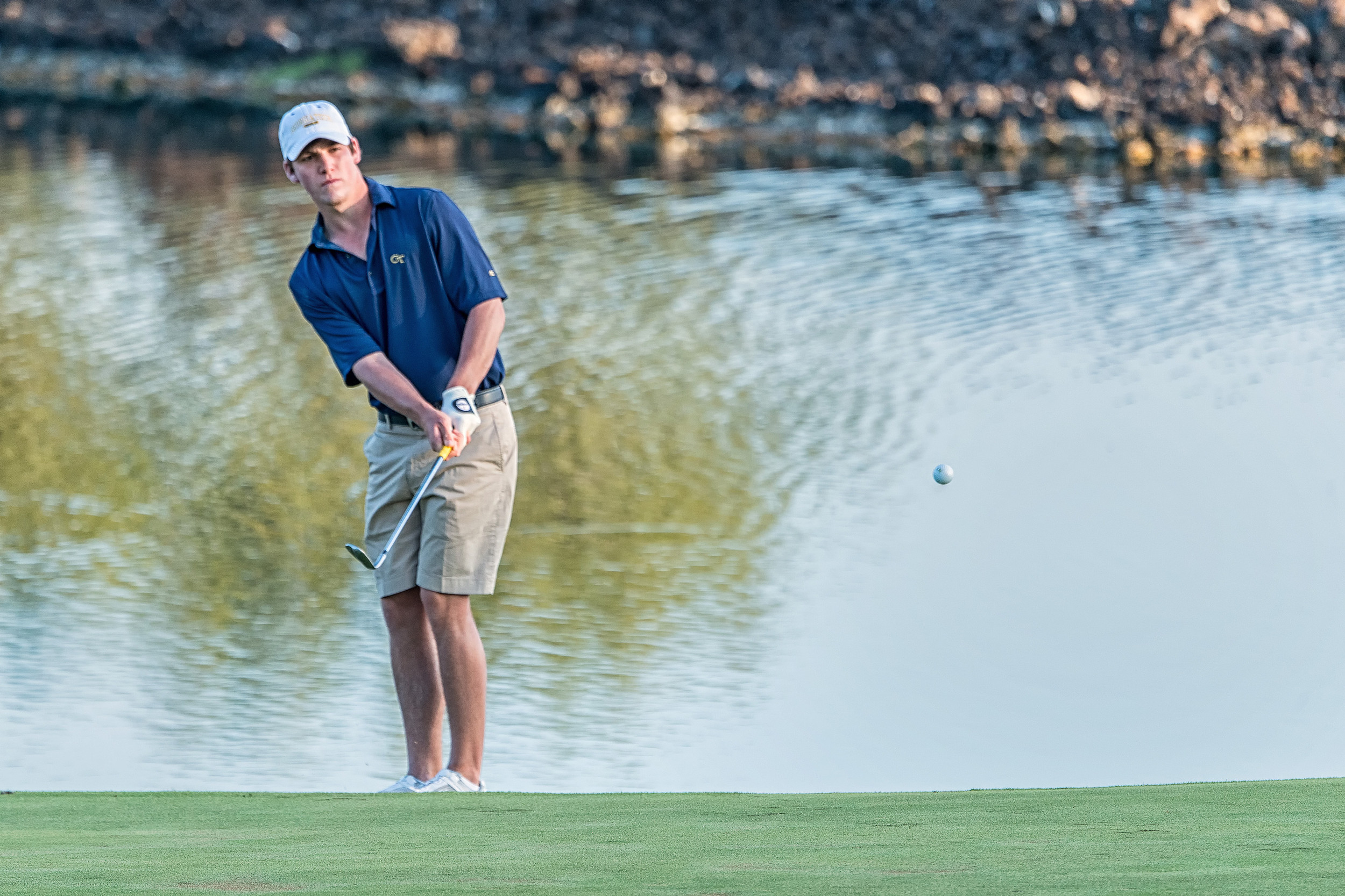 WAIKOLOA, HI - February 5, 2016: Michael Pisciotta of the Georgia Tech Yellow Jackets Men's Golf Team competing at the Amer Ari Intercollegiate Invitational at the Kings Course at the Waikoloa Golf Club.