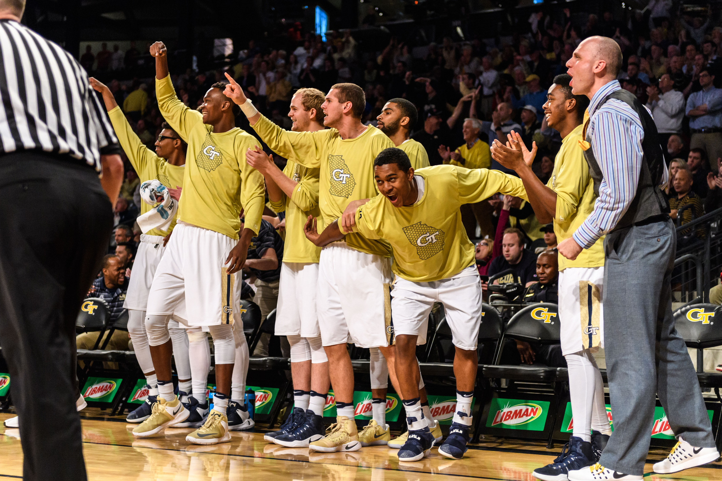 The bench reacts
