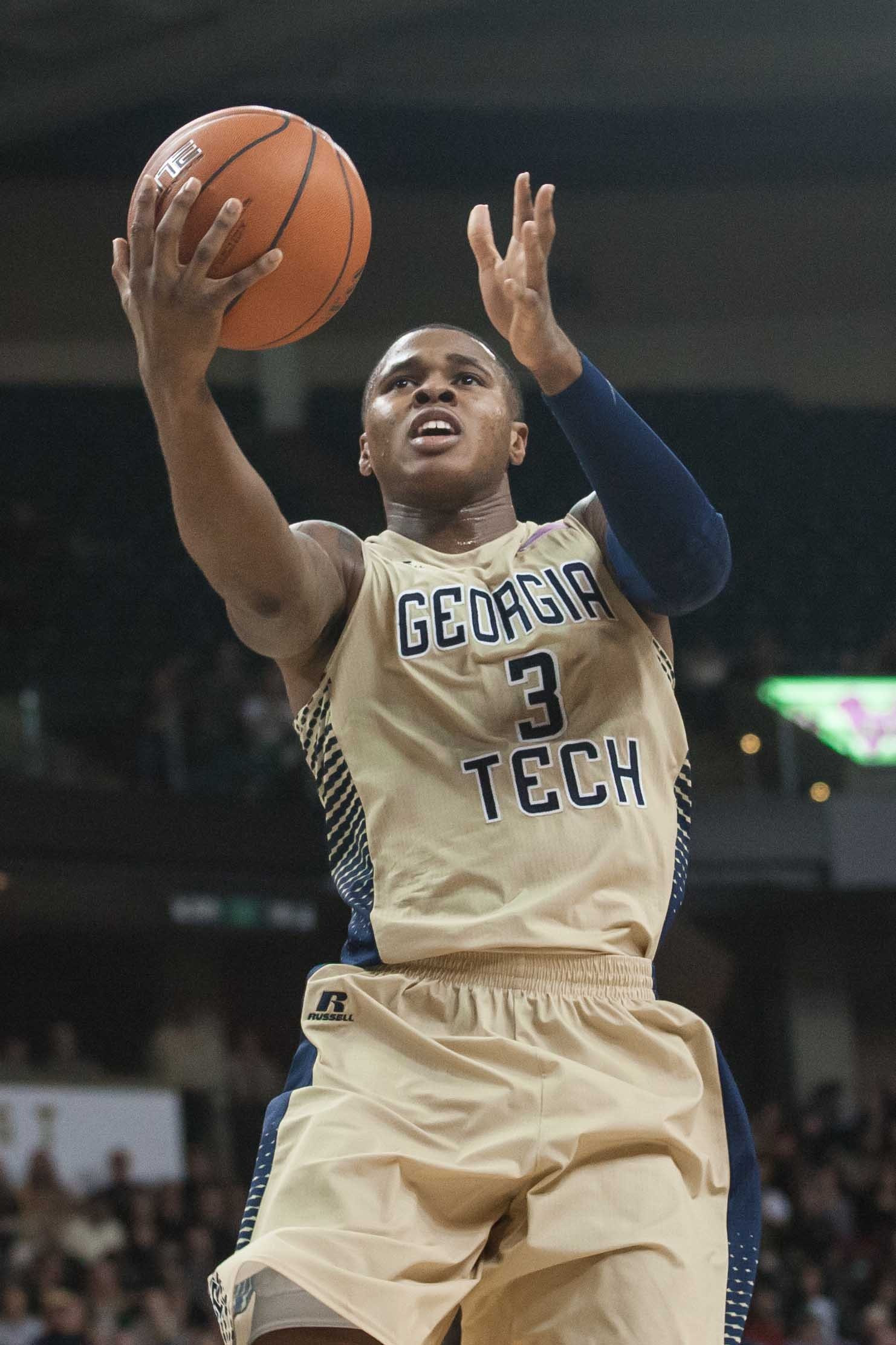 Georgia Tech Yellow Jackets forward Marcus Georges-Hunt (3) goes up for a shot during the second half against the Wake Forest Demon Deacons at Lawrence Joel Veterans Memorial Coliseum. Wake Forest defeated Georgia Tech 76-69. Mandatory Credit: Jeremy Brevard-USA TODAY Sports