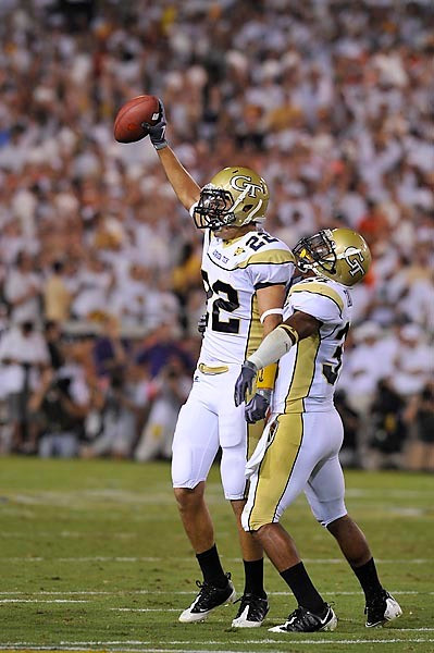 Cooper Taylor intercepts a pass in the first half. Photo by LensEffects