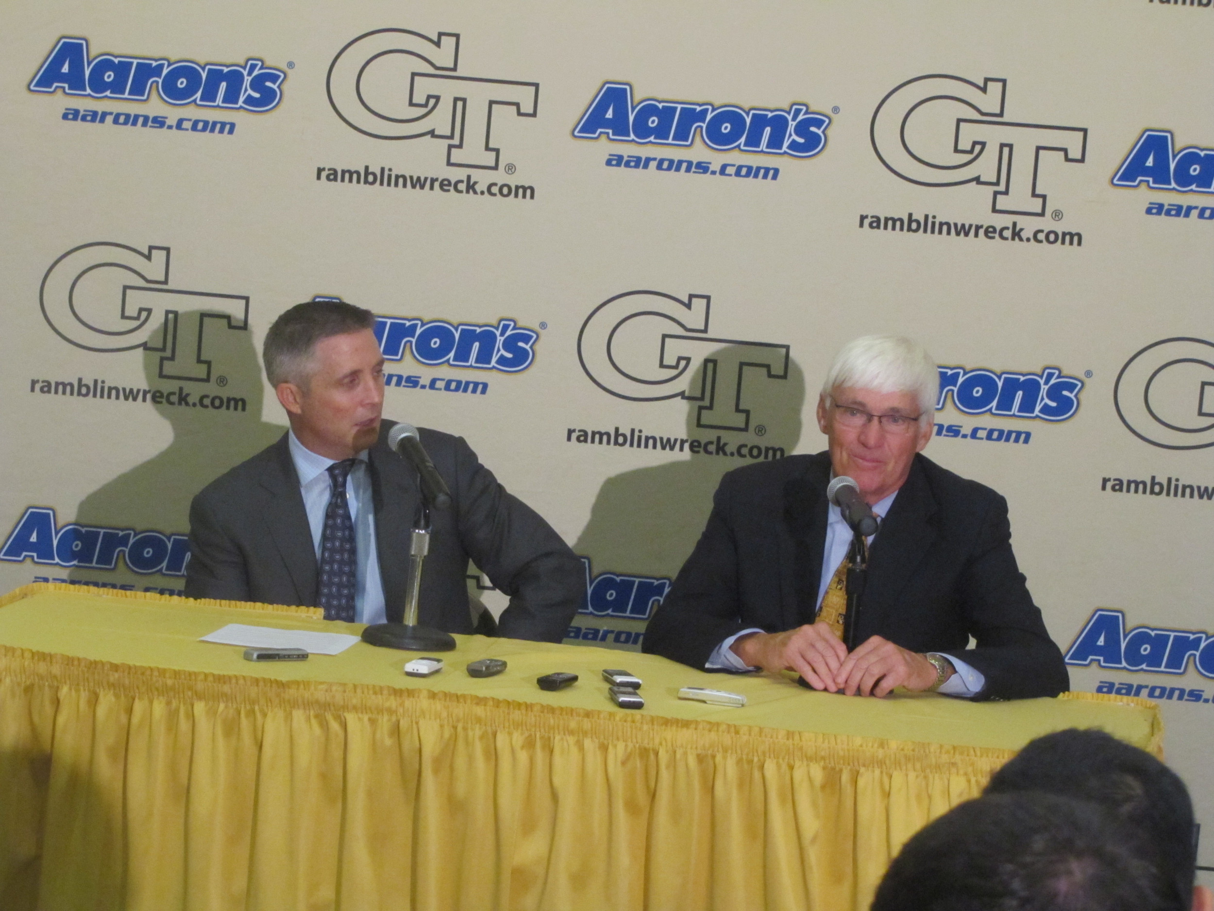 Brian Gregory and Bobby Cremins meet the media on Aug. 22.