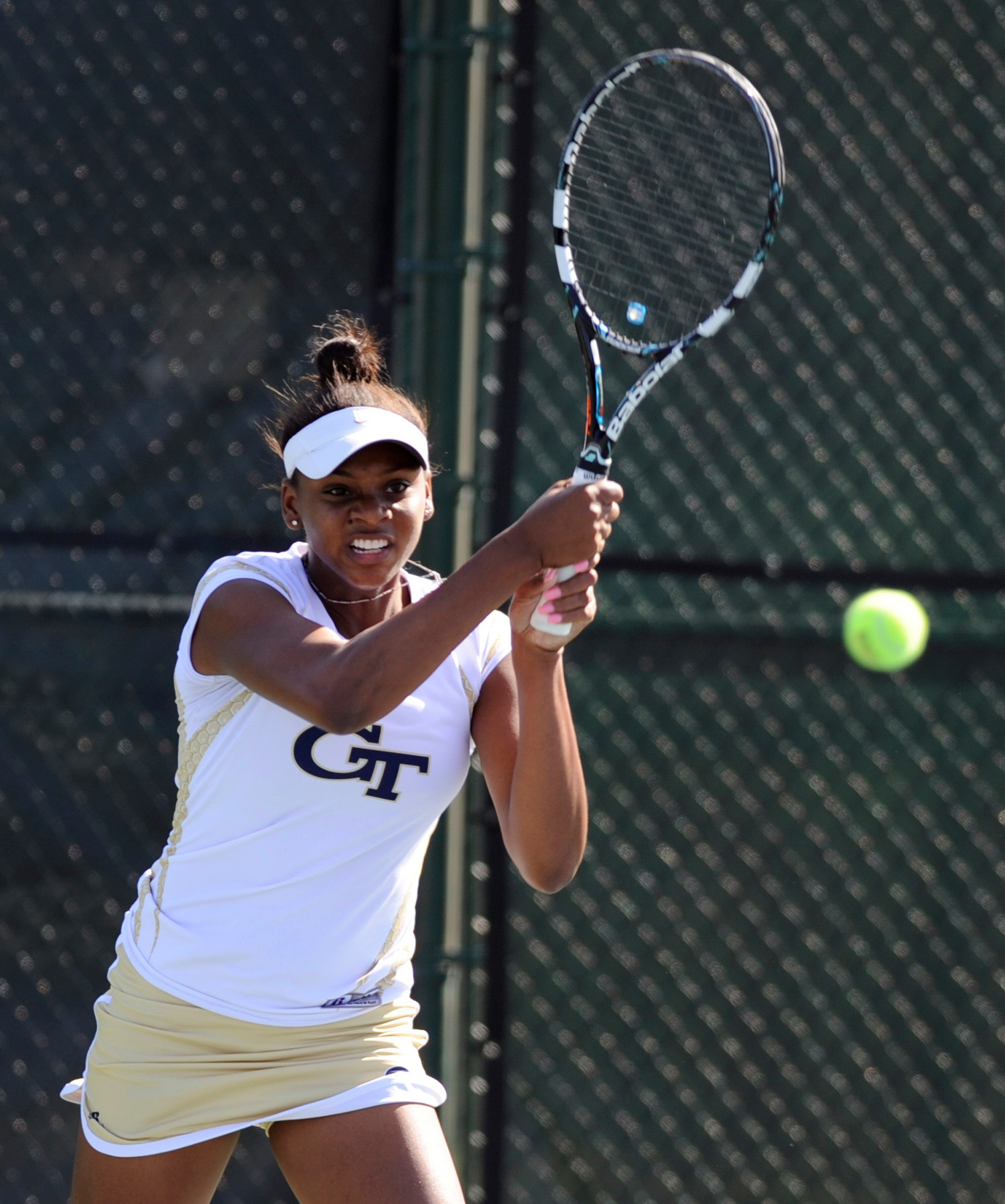 Georgia Tech's Johnnise Renaud eyes the ball during the 2015 ACC WomenÕs Tennis Championship match in Cary, N.C., Thursday, April 23, 2015. (Photo by Liz Condo, theACC.com)