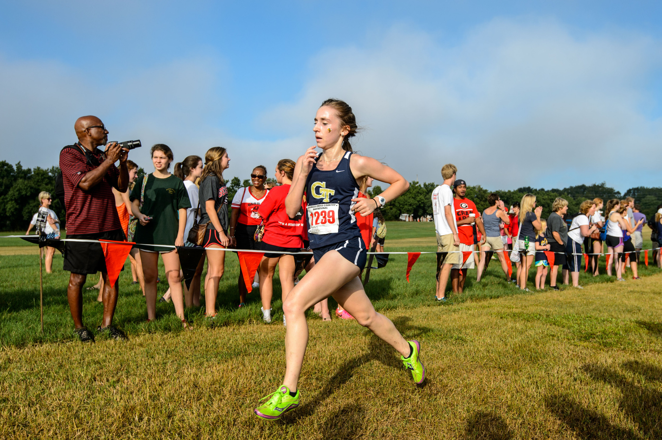 The Women's Cross Country team runs at the UGA Invitational