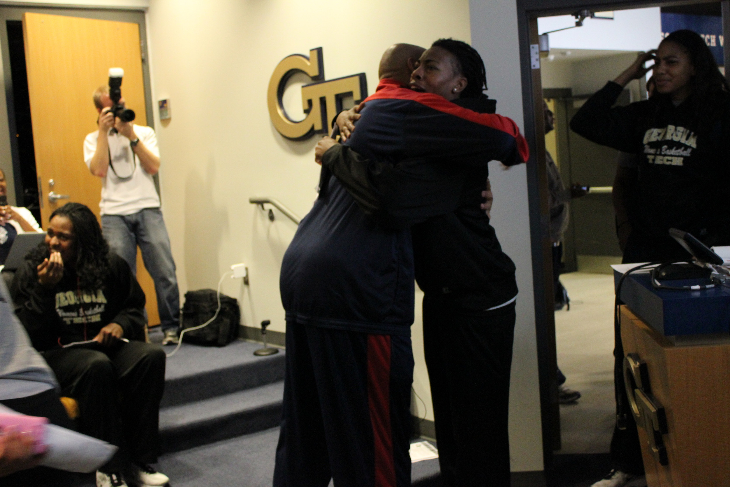 Charles Barkley visited the Georgia Tech Women's Basketball team Thursday, Feb 2, 2012 - With Chelsea Regins