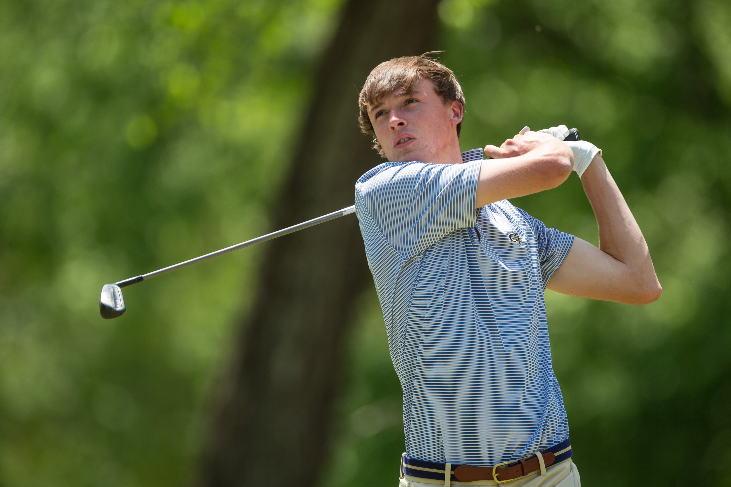 Luke Schniederjans during the first round of the ACC Men's Golf Championship, Musgrove Mill Golf Club, Clinton, S.C., April 21, 2017