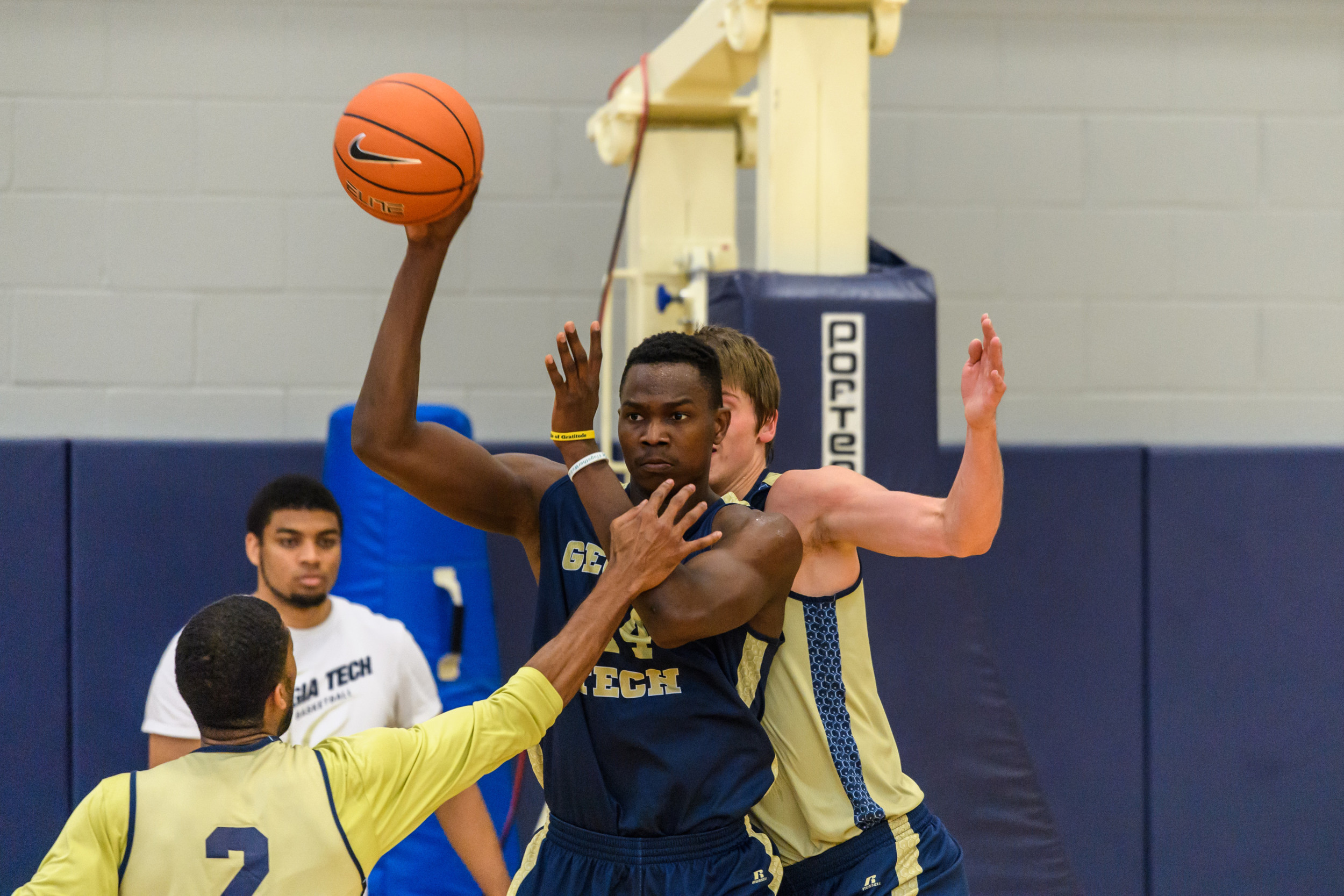 Sylvester Ogbonda at Georgia Tech men's basketball practice, Zelnak Center, October 11, 2016