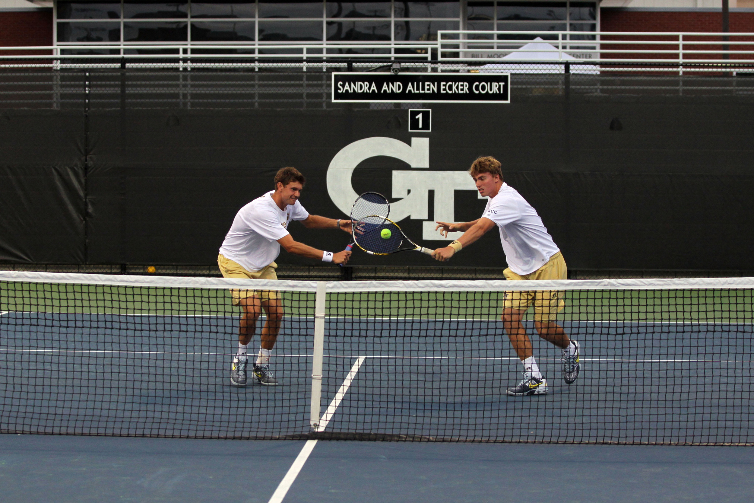 Nathan Rakitt and Cole Fiegel during the second round of the USTA/ITA Southeast Regional at the Ken Byers Tennis Center in Atlanta, October 13, 2013
