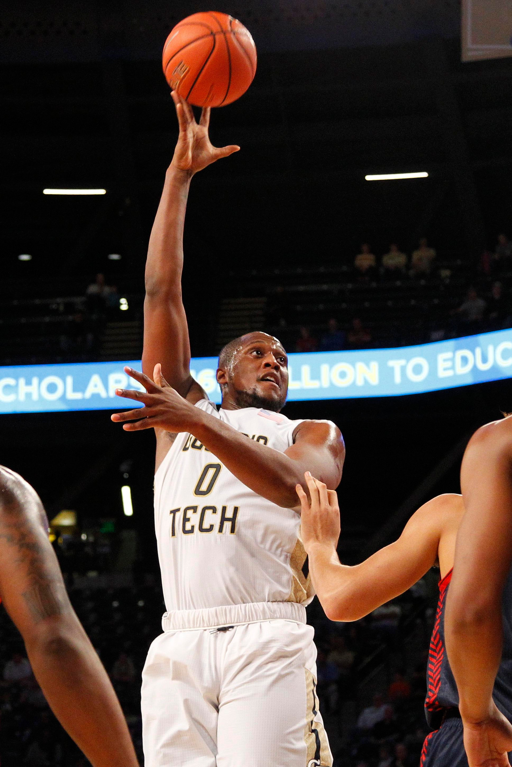 Dec 29, 2015; Atlanta, GA, USA; Georgia Tech Yellow Jackets forward Charles Mitchell (0) shoots the ball. Credit: Brett Davis-USA TODAY Sports