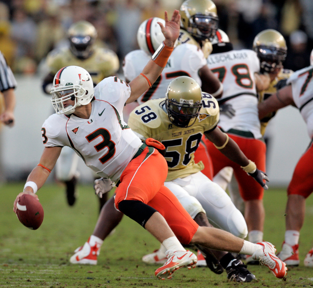 Tashard Choice celebrates with the fans after defeating Miami 30-23. (AP Photo/John Bazemore)