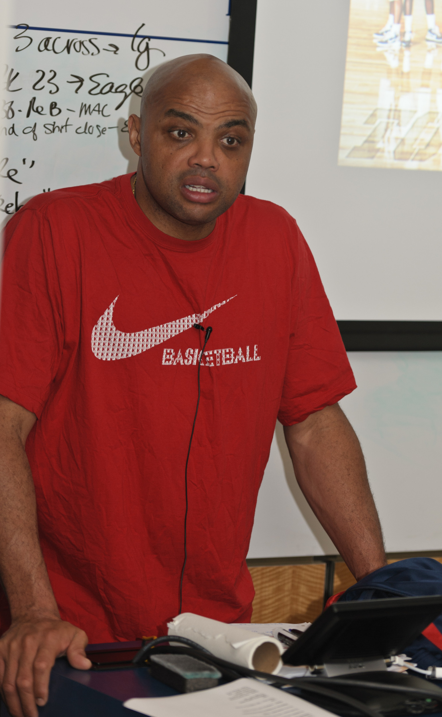 NBA Hall of Famer Charles Barkley speaks with Georgia Tech Women's Basketball prior to the NC State game.