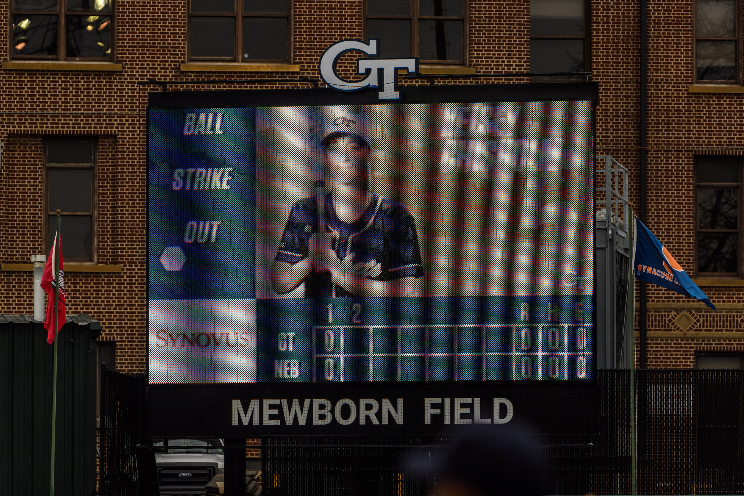 The new video board at Mewborn Field