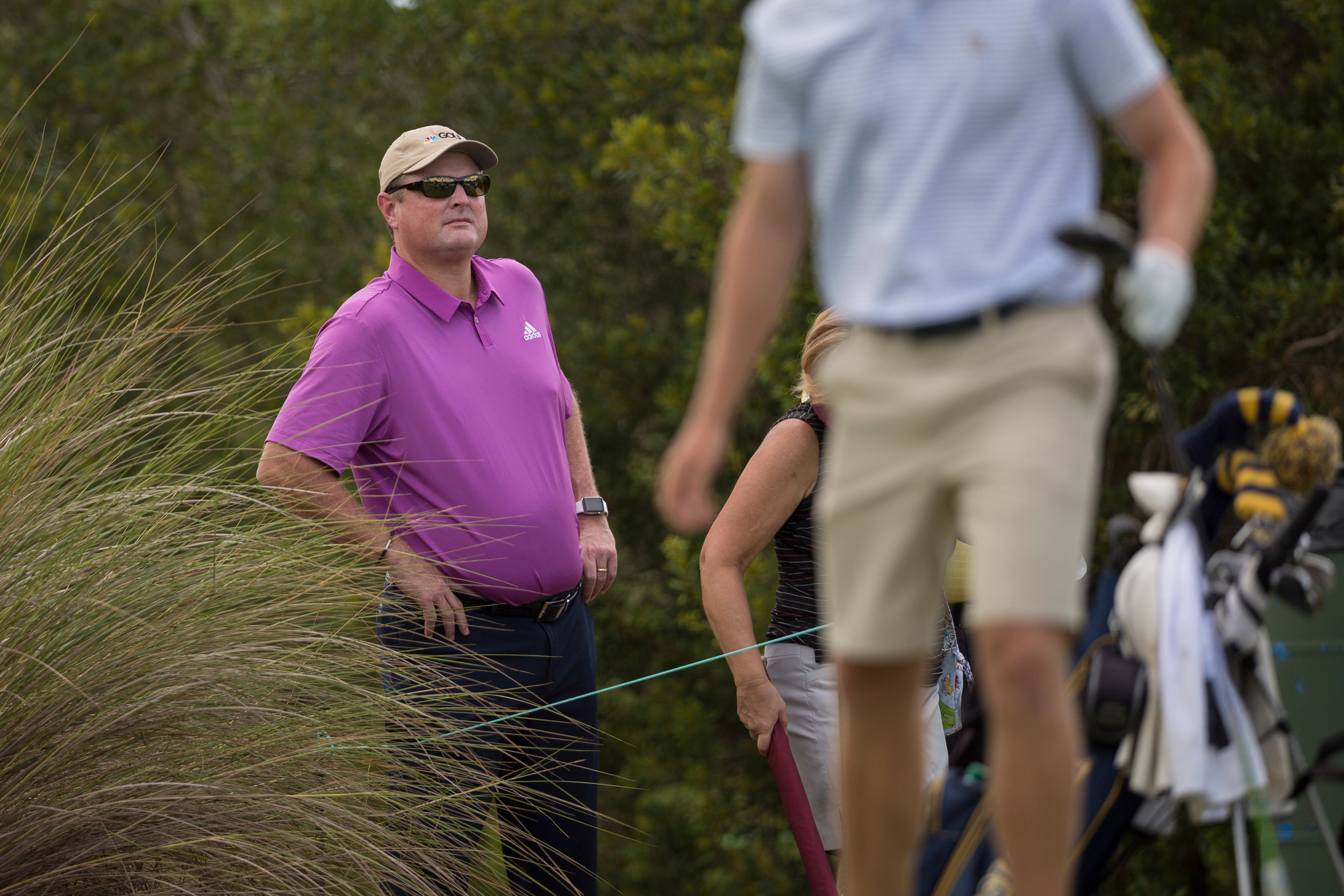 Former Tech All-American Charlie Rymer watching the Jackets on the 15th hole during the third round of the NCAA Golf Championship, May 31, 2015, The Concession Golf Club, May 31, 2015