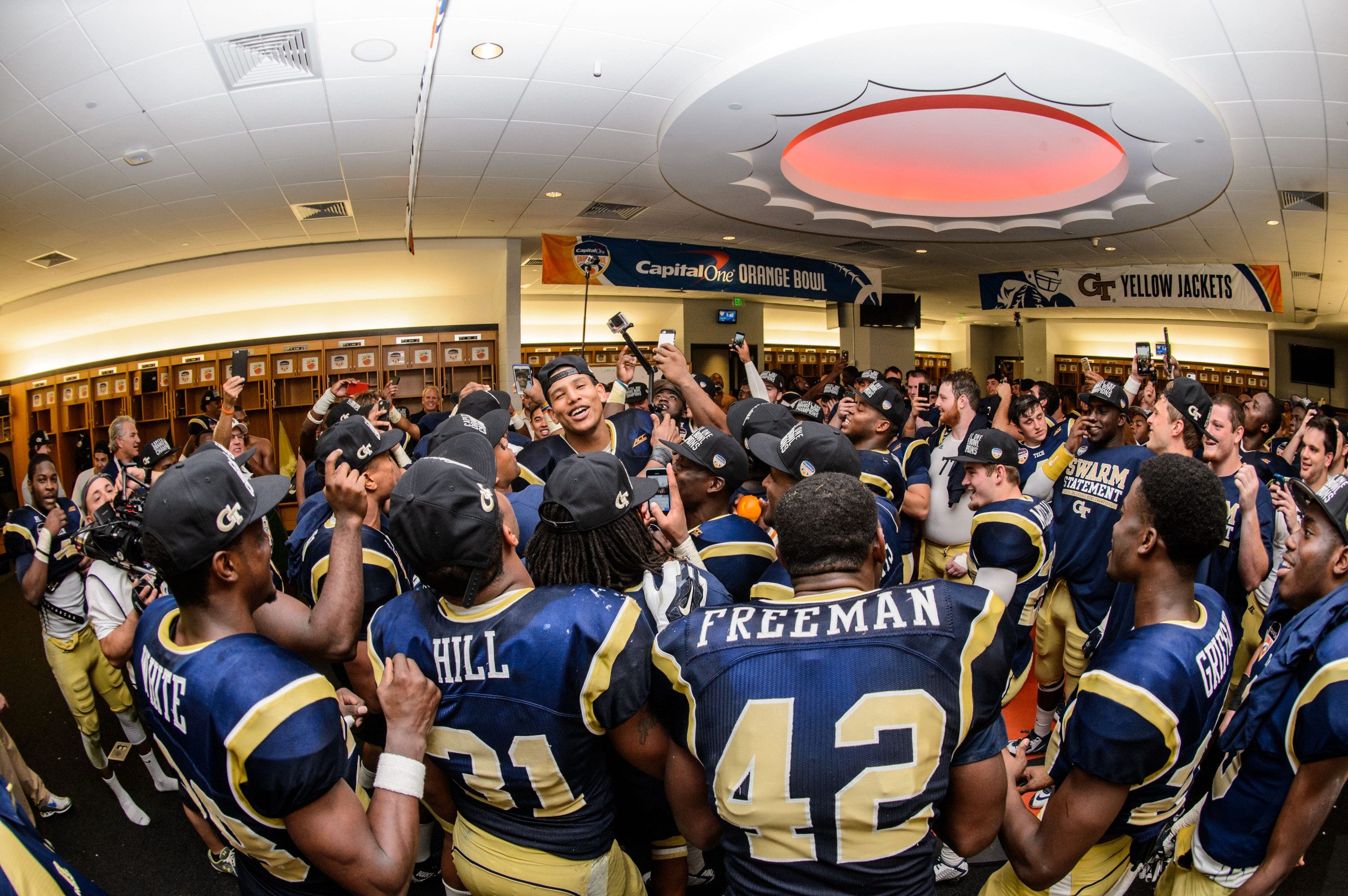 The team sings a song to say goodbye to the seniors