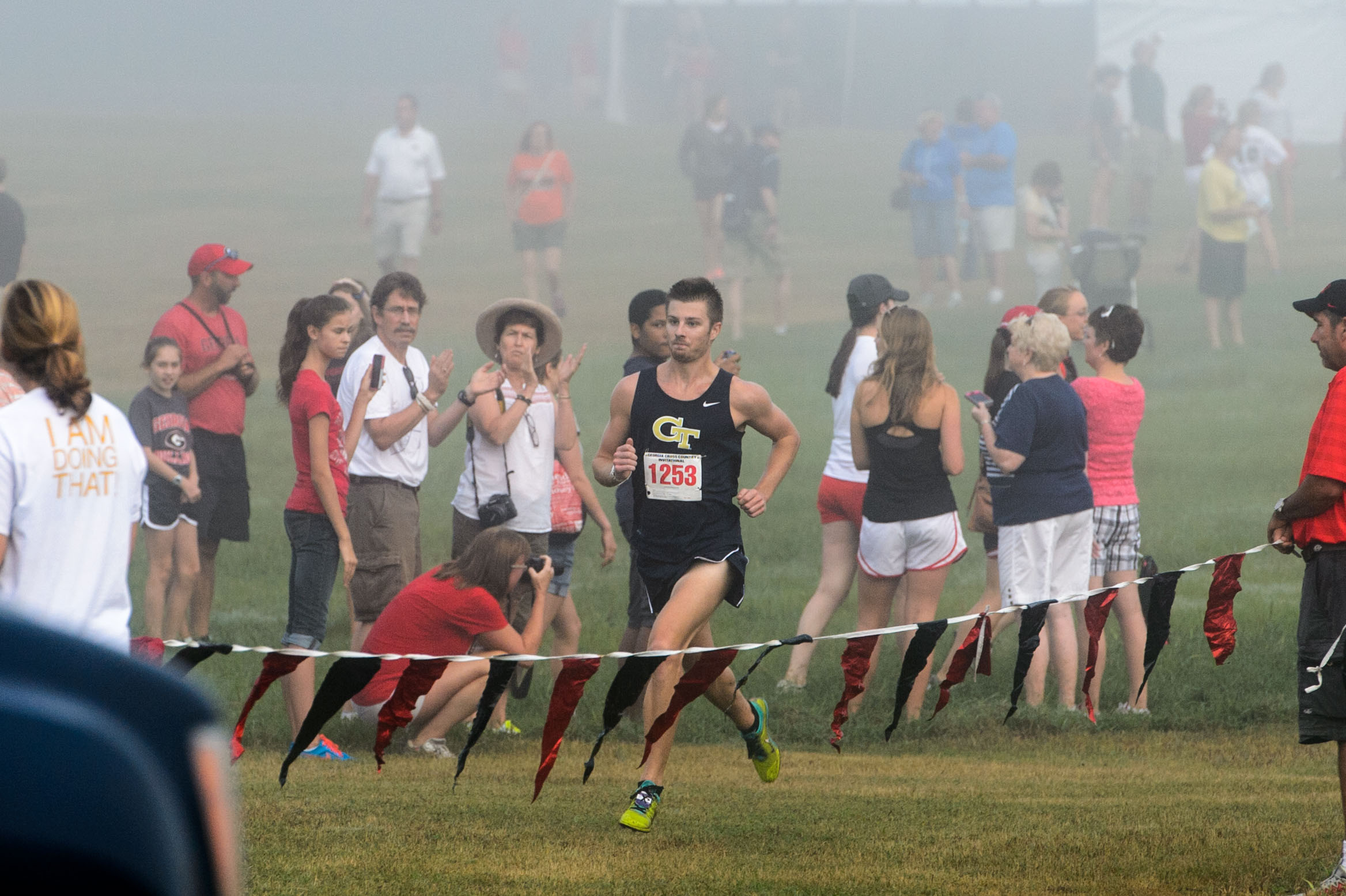 The Men's Cross Country team runs at the UGA Invitational