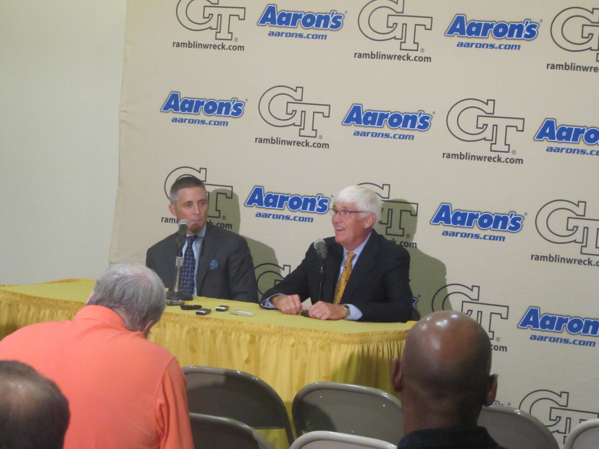 Brian Gregory and Bobby Cremins meet the media on Aug. 22.