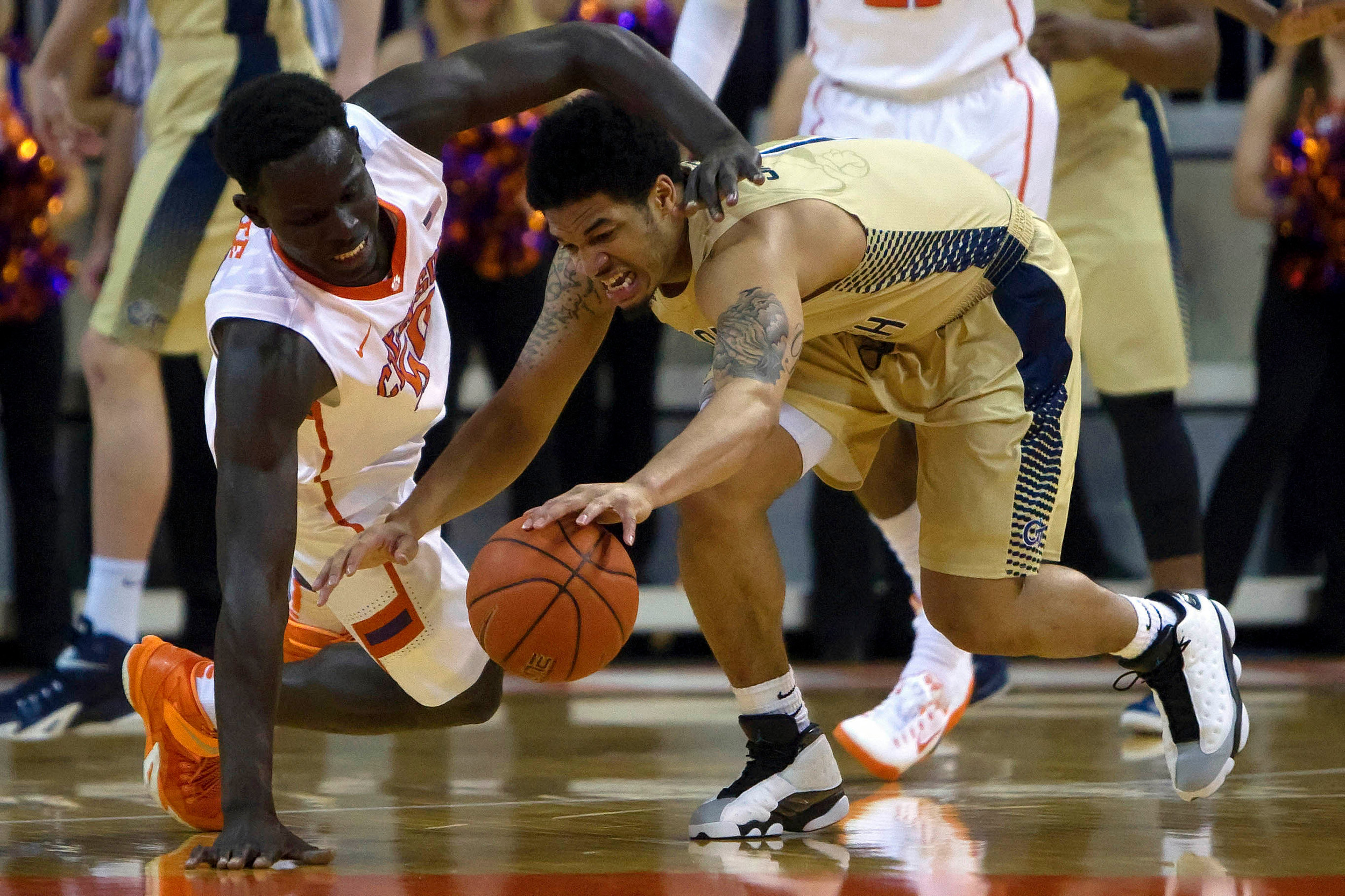 Georgia Tech guard Tadric Jackson hustles for a loose ball