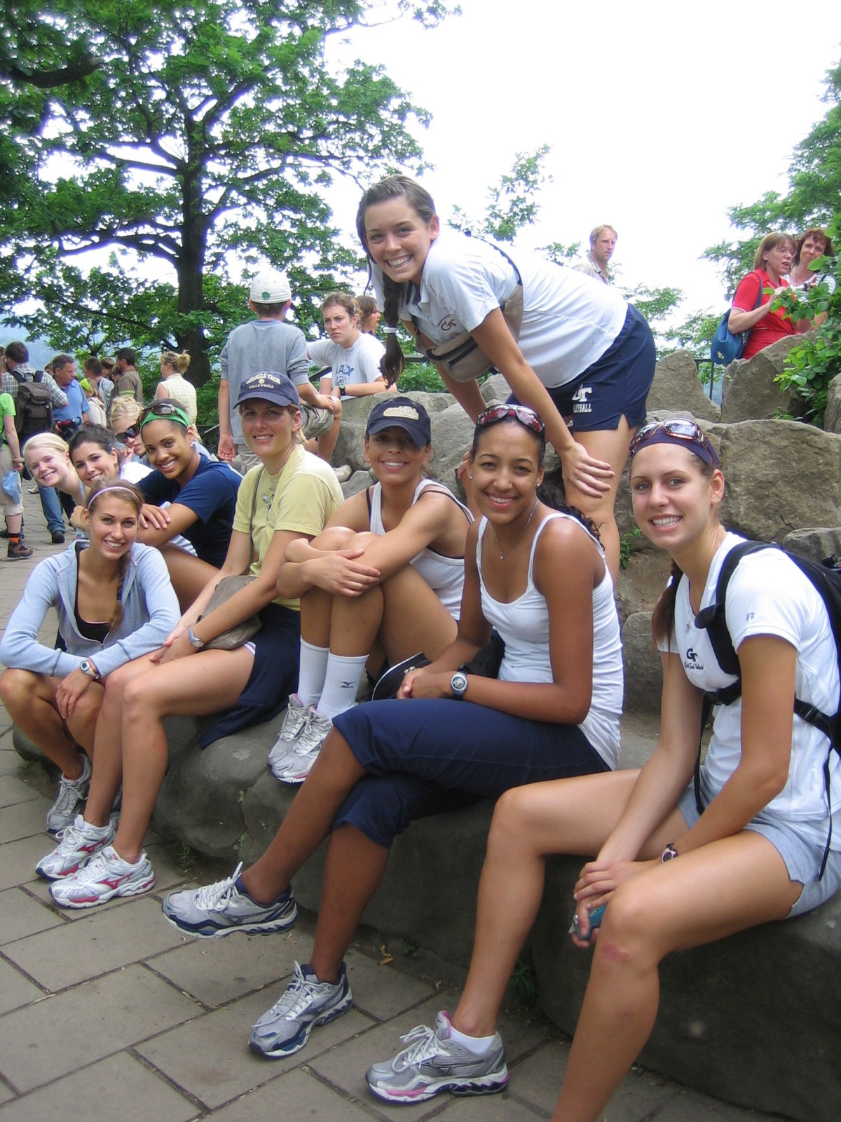 The team takes a break during their trip in Europe