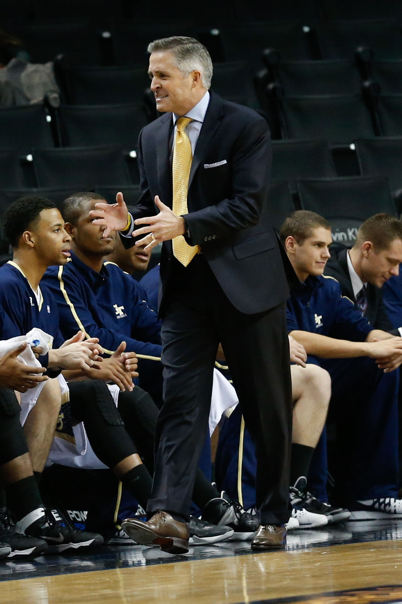 Nov 30, 2013; Brooklyn, NY, USA; Yellow Jackets head coach Brian Gregory reacts during the first half. Anthony Gruppuso-USA TODAY Sports