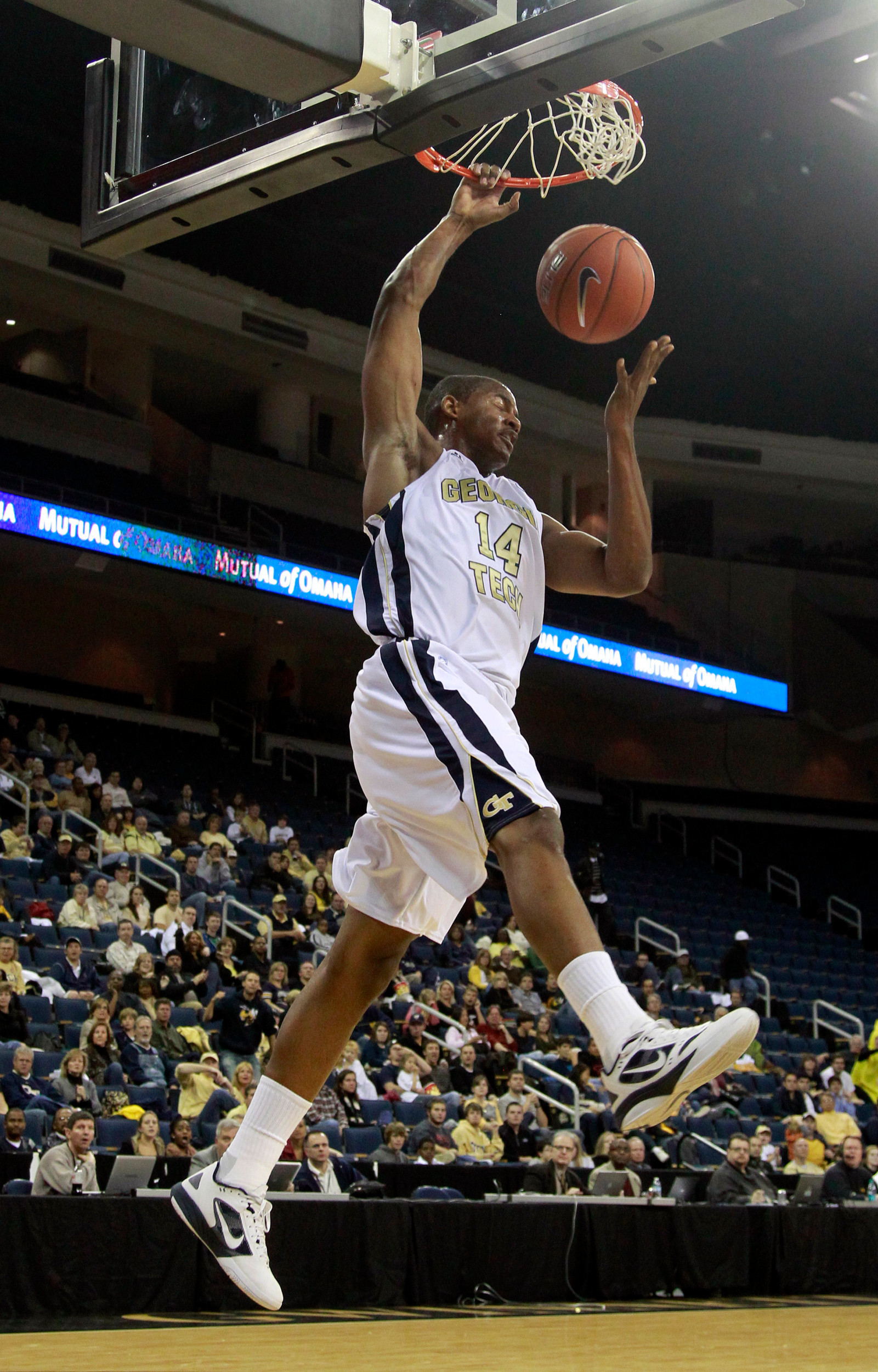 Georgia Tech guard Jason Morris (14) scores in the first half of an NCAA college basketball game against Florida A&M in Duluth, Ga., Friday, Nov. 11, 2011. (AP Photo/John Bazemore)