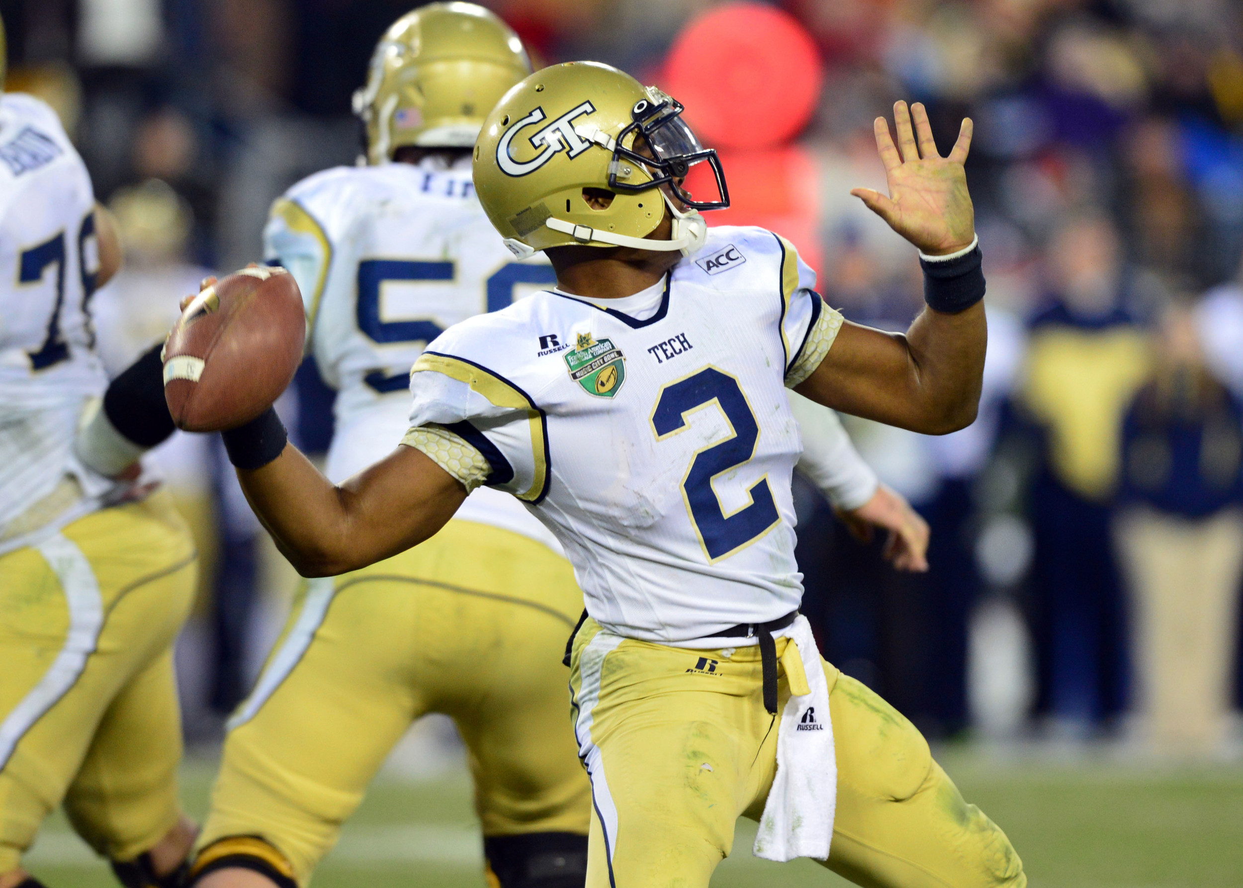 Georgia Tech Yellow Jackets quarterback Vad Lee (2) throws against the Mississippi Rebels. Mandatory Credit: Don McPeak-USA TODAY Sports