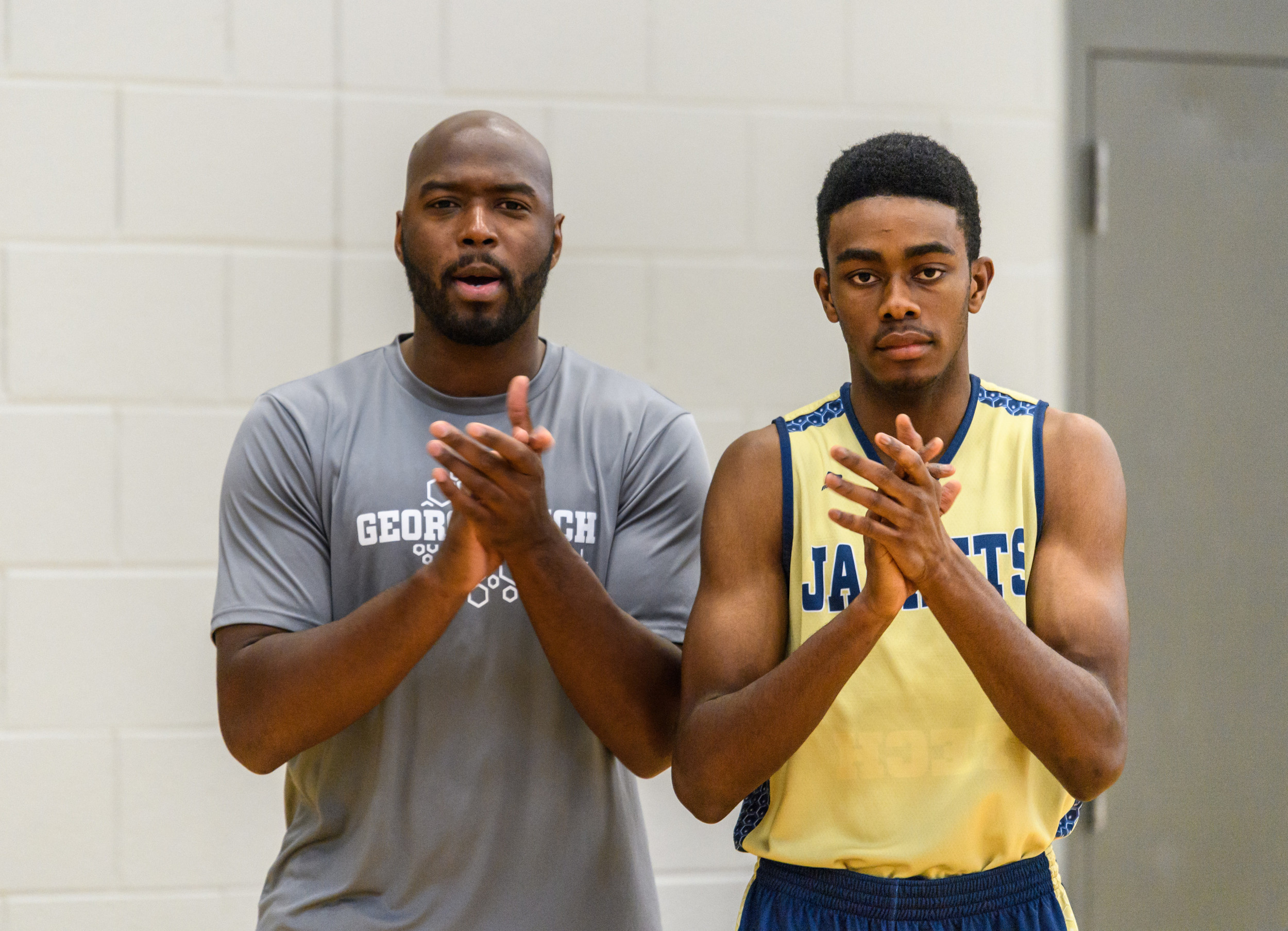 Mario West & Norman Harris at Georgia Tech men's basketball practice, Zelnak Center, October 11, 2016