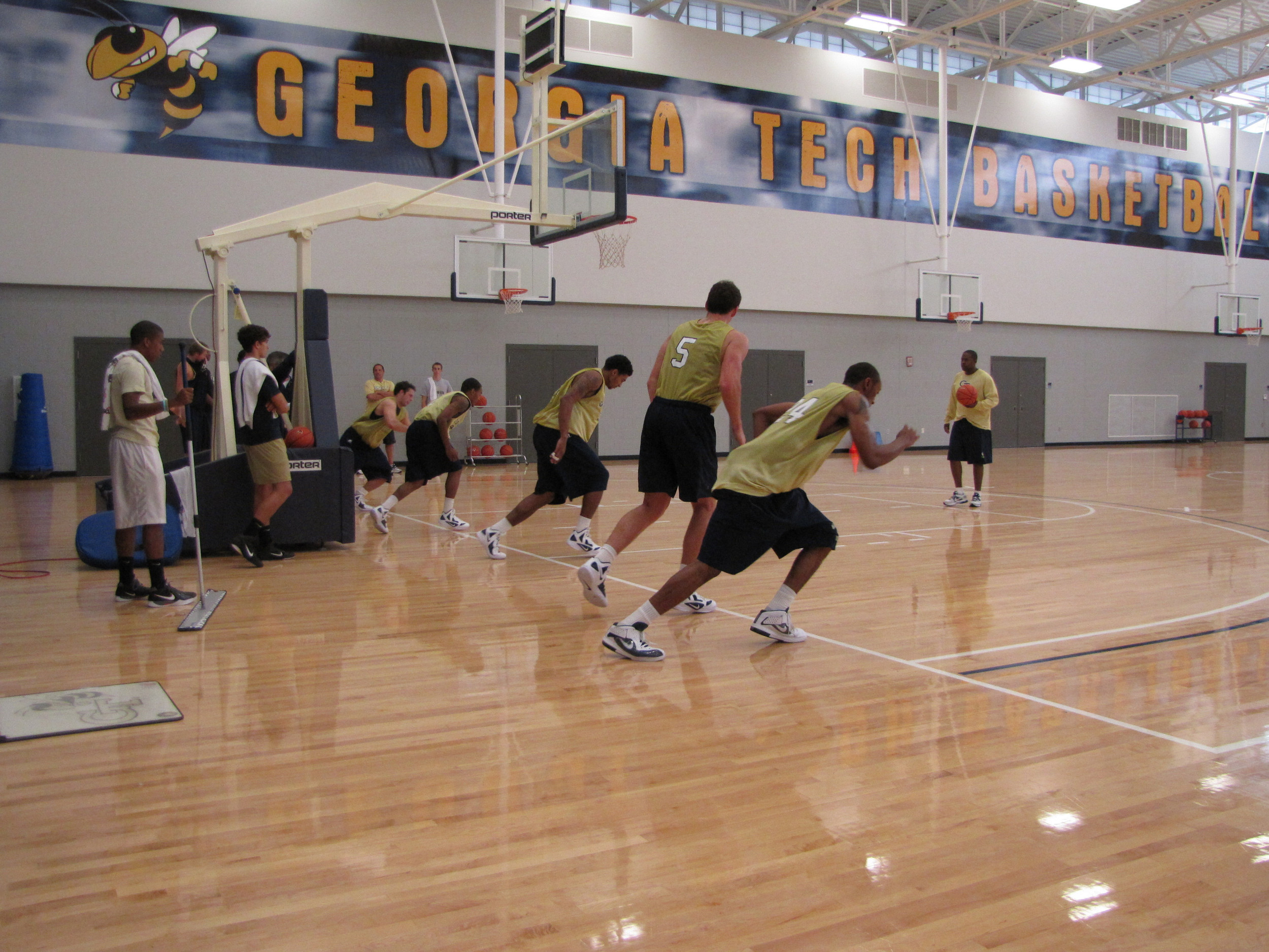 Jackets run springs during pre-season workouts.