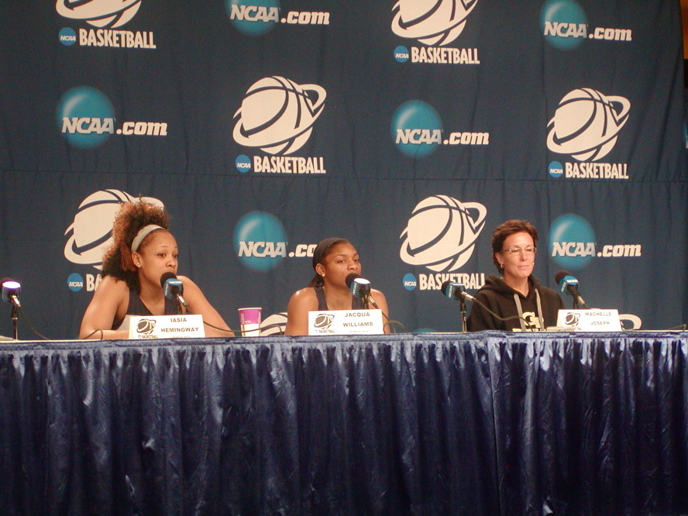 Iasia Hemingway, Jacqua Williams and MaChelle Joseph at NCAA Press Conference