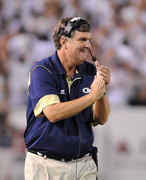 Coach Johnson reacts to the success of a fake punt which resulted in a touchdown in the first half. Photo by LensEffects
