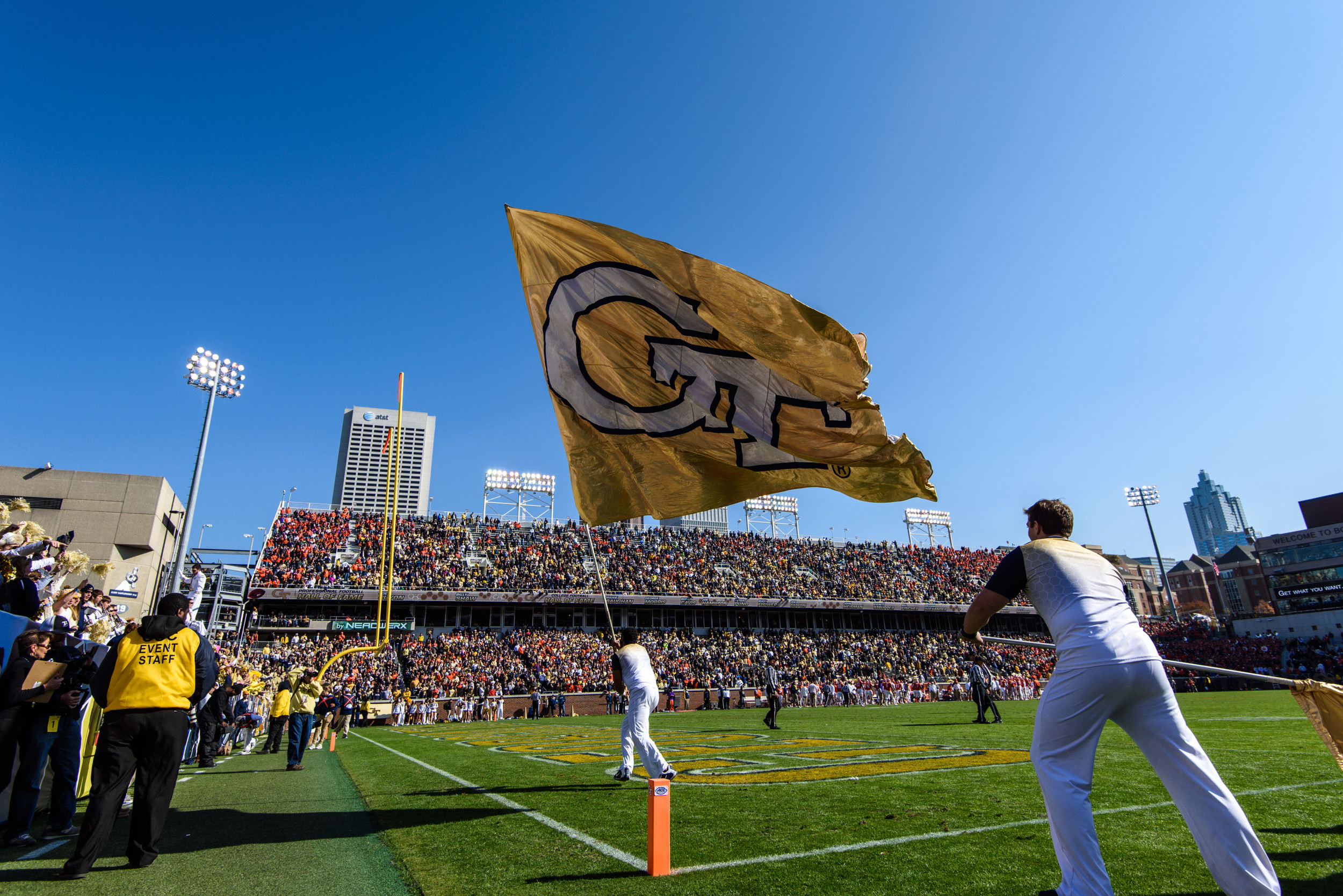 The GT Flag flies after a touchdown