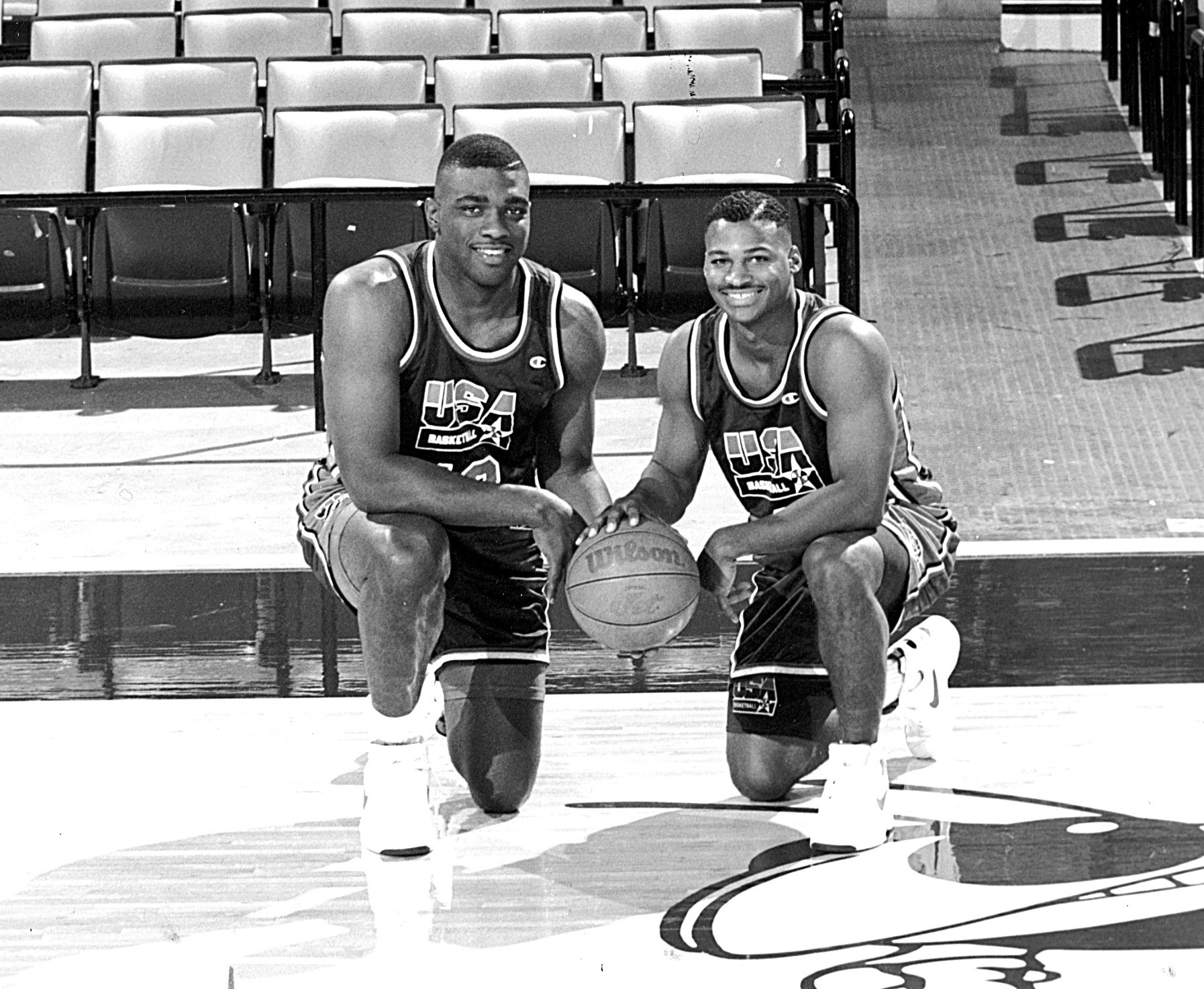 James Forrest (left) and Travis Best in their USA Basketball uniforms.