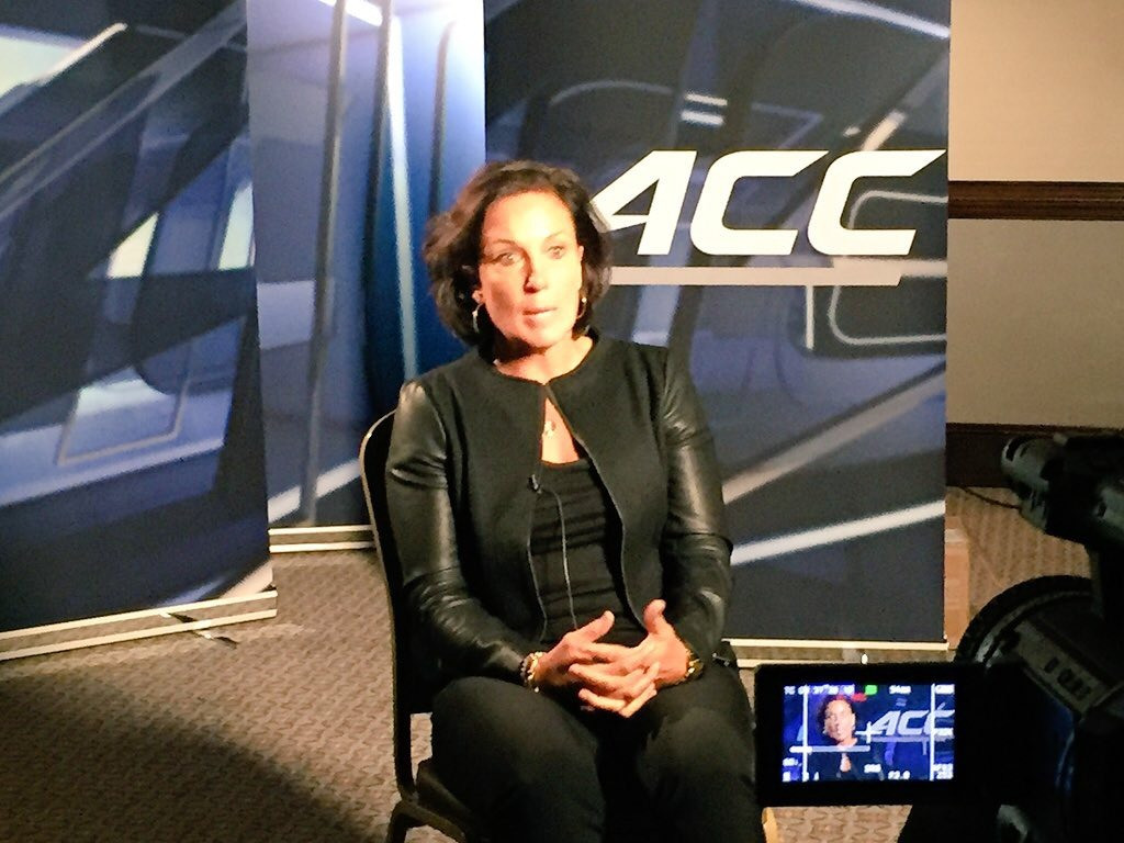 Head coach MaChelle Joseph interviews with the ACC Network.