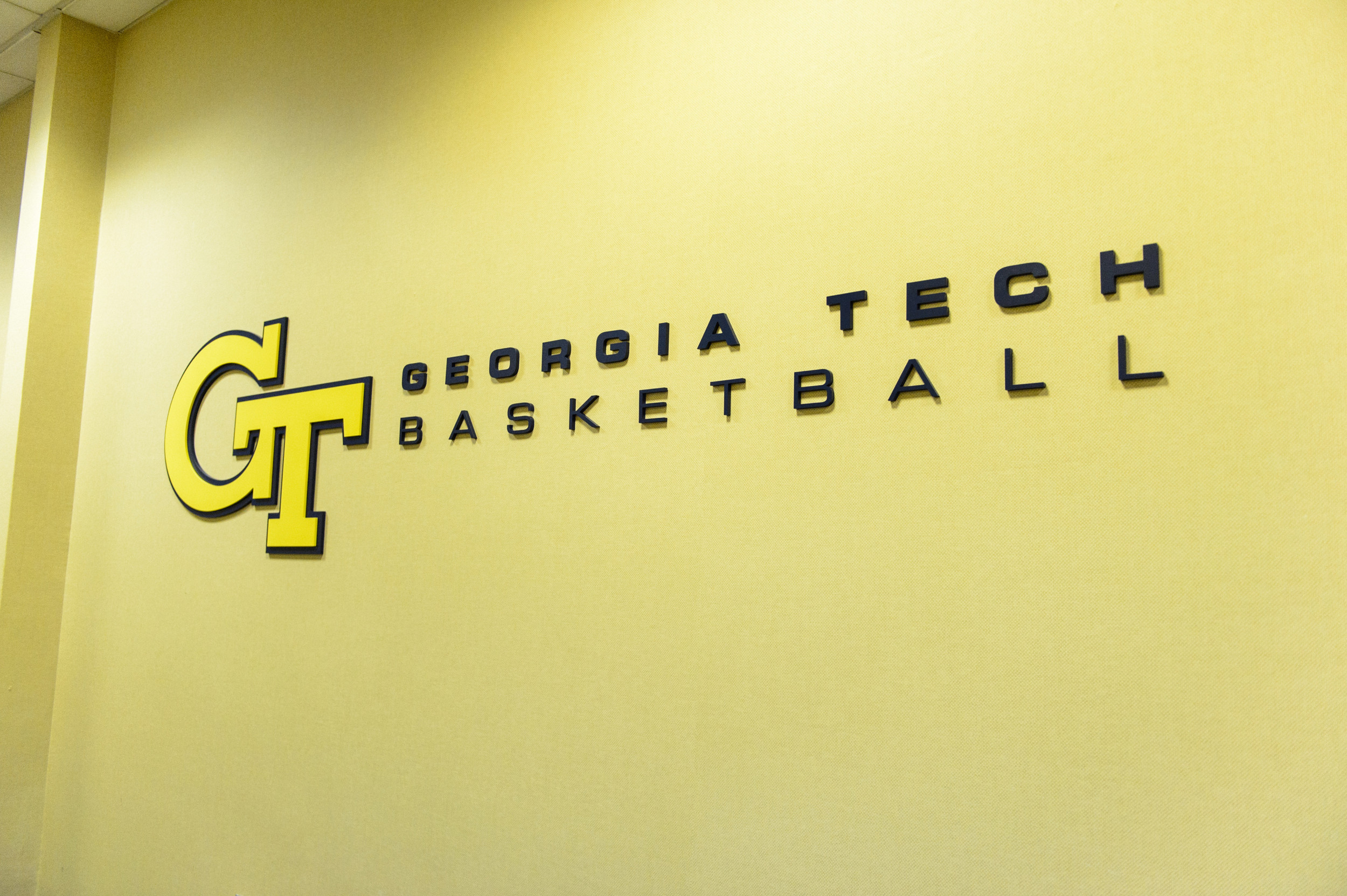 Hallway leading up to the men's basketball locker room.