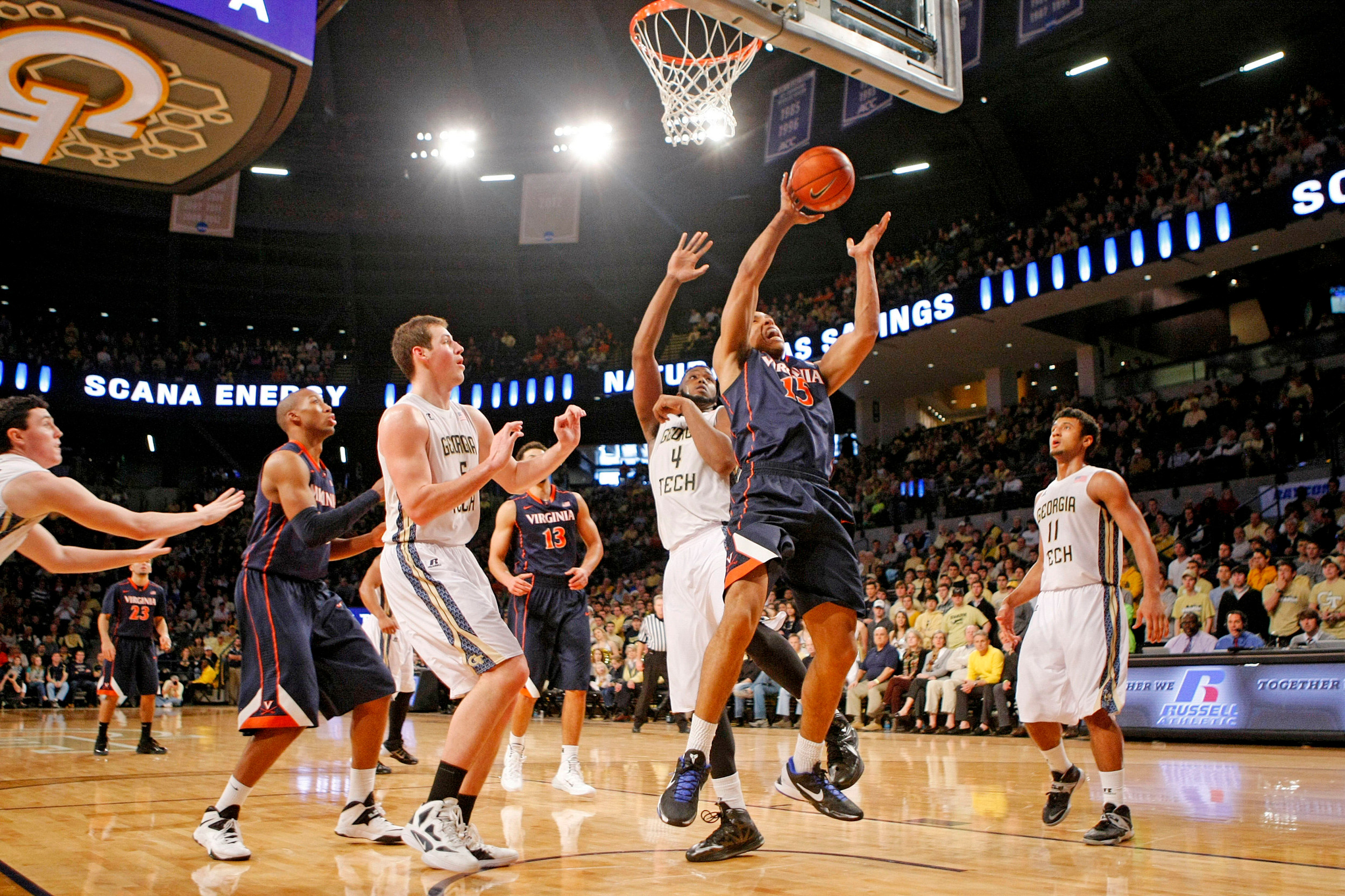 Feb 8, 2014; Atlanta, GA, USA; Virginia Cavaliers guard Malcolm Brogdon (15) shoots the ball against the Georgia Tech Yellow Jackets in the second half at Hank McCamish Pavilion. Virginia defeated Georgia Tech 64-45. Mandatory Credit: Brett Davis-USA TODAY Sports