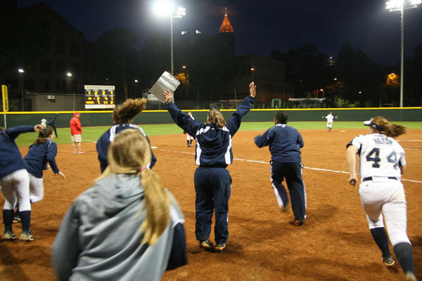 Head Coach Sharon Perkins and team celebrate win
