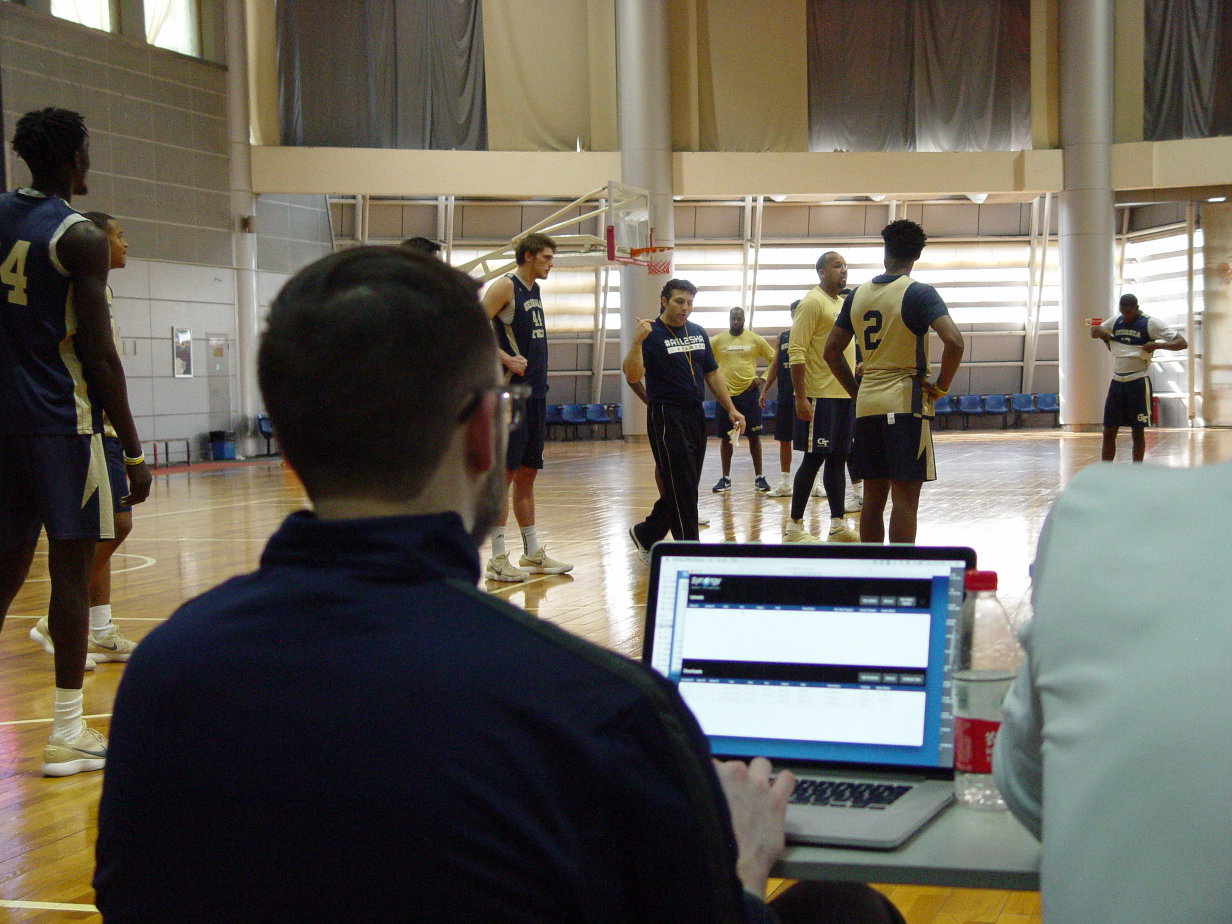 Georgia Tech men's basketball team has its first full practice after arrival in Hangzhou, China, at the Dragon Sports Centre in Hangzhou, China.