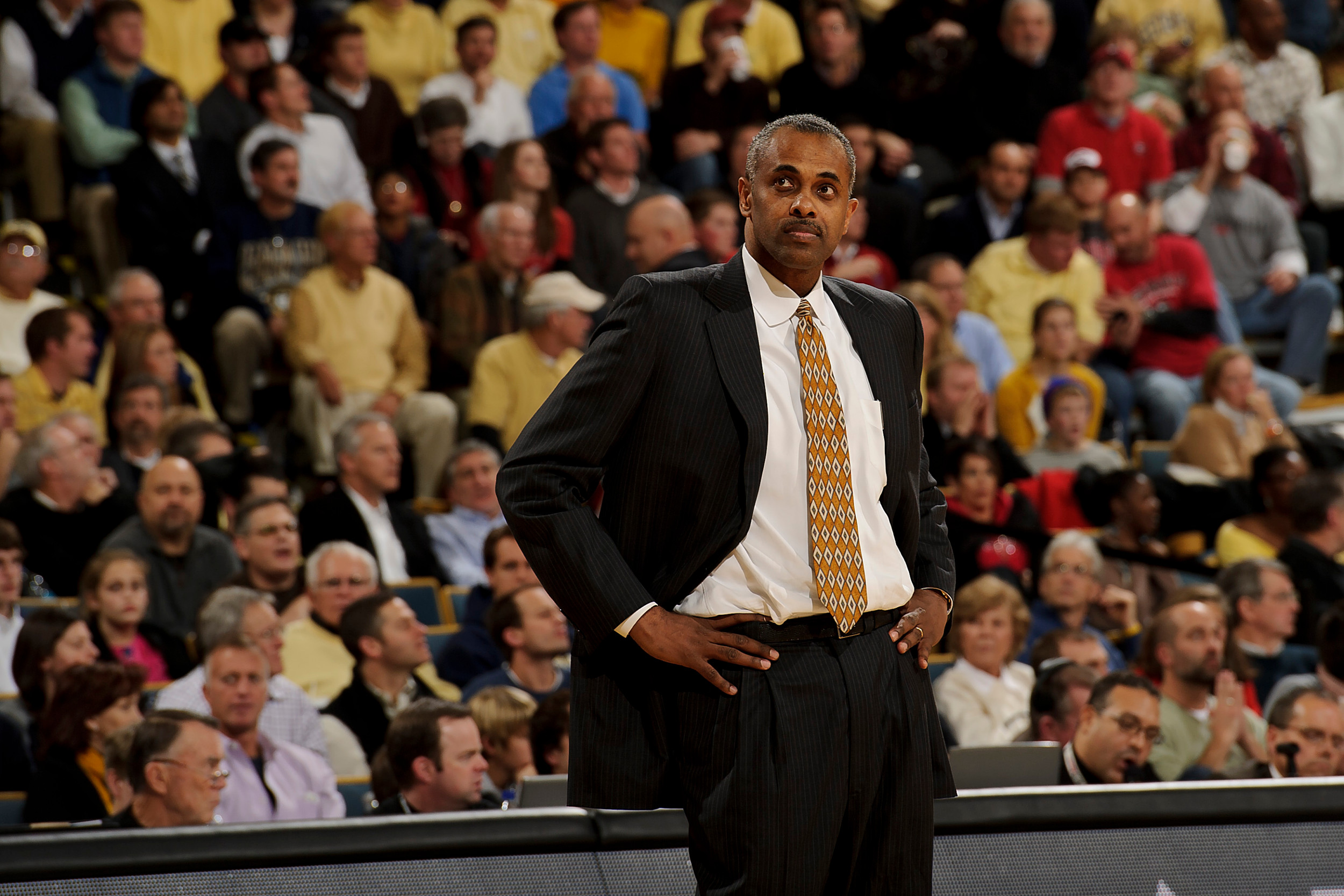 Dec 7, 2010; Atlanta, GA, USA; Georgia Tech Yellow Jackets head coach PauL Hewitt looks on during the second half against the Georgia Bulldogs at Alexander Memorial Coliseum. Georgia defeated Georgia Tech 73-72. Mandatory Credit: Paul Abell-US PRESSWIRE