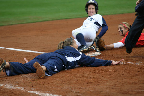 Head Coach Sharon Perkins tells Blair Shimandle to slide