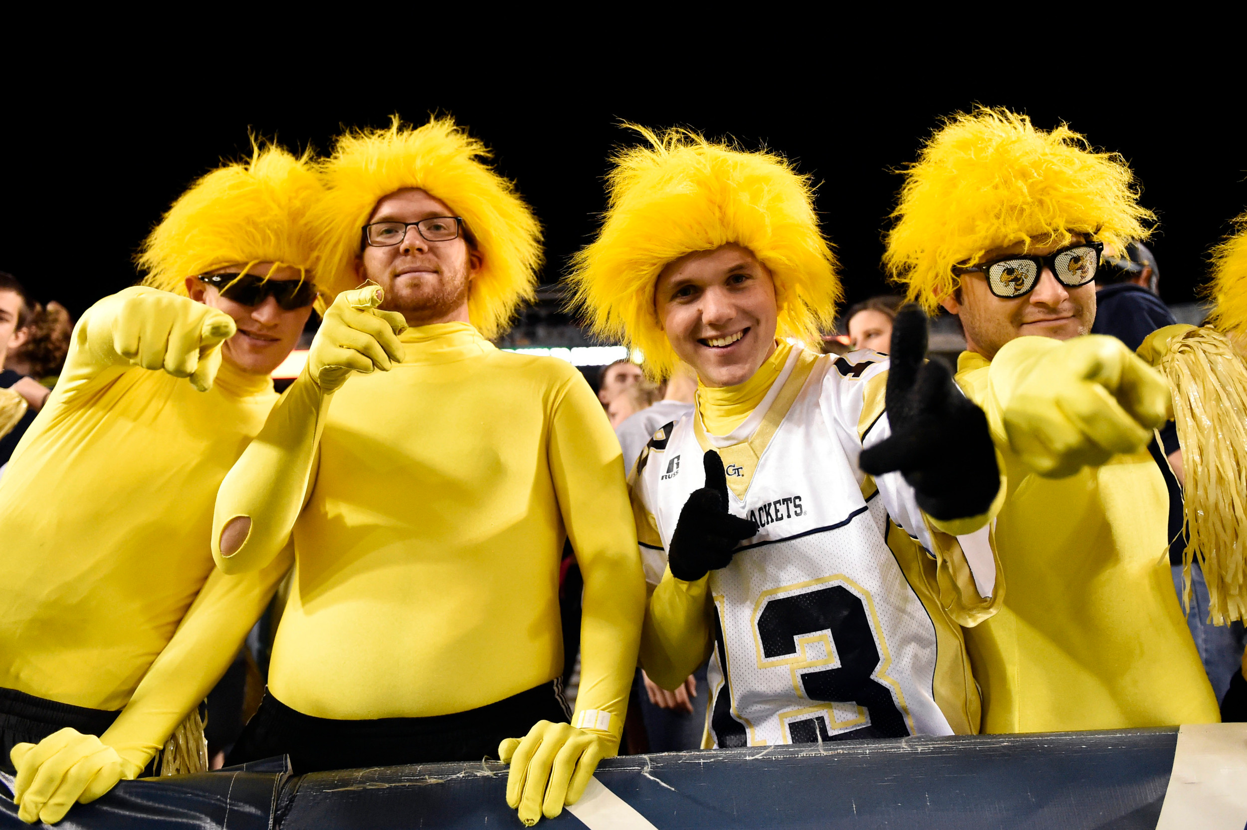 Fans of the Georgia Tech Yellow Jackets show support for their team during the game against the Virginia Tech Hokies (Garrett Reid-USA TODAY Sports)