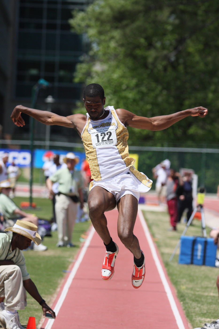 James Lemons on his way to a third-place finish in the long jump