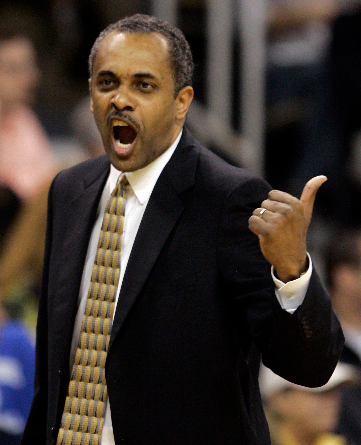 Georgia Tech coach Paul Hewitt reacts to a call during the first half of their 89-83 win over Wake Forest in a basketball game in Winston-Salem, N.C., Wednesday, Feb. 6, 2008.