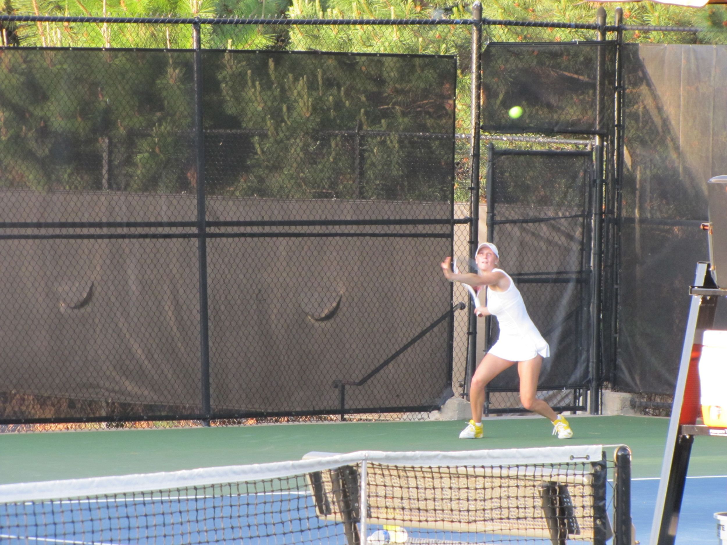 Alexa Anton-Ohlmeyer playing singles against Vanderbilt in the second round of the NCAA Tournament in Nashville.