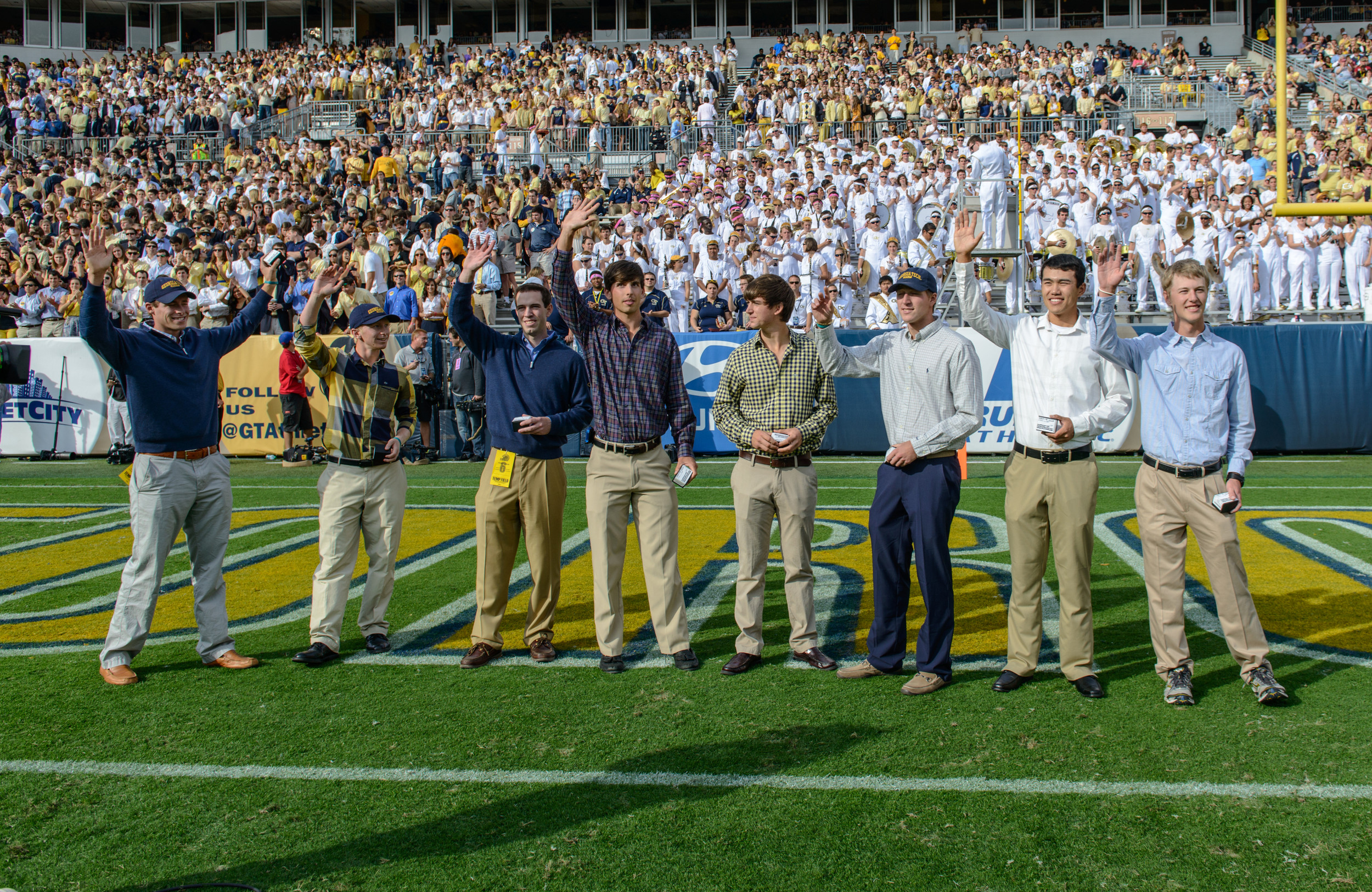 The Georgia Tech Golf team received their ACC Championship rings at the game.