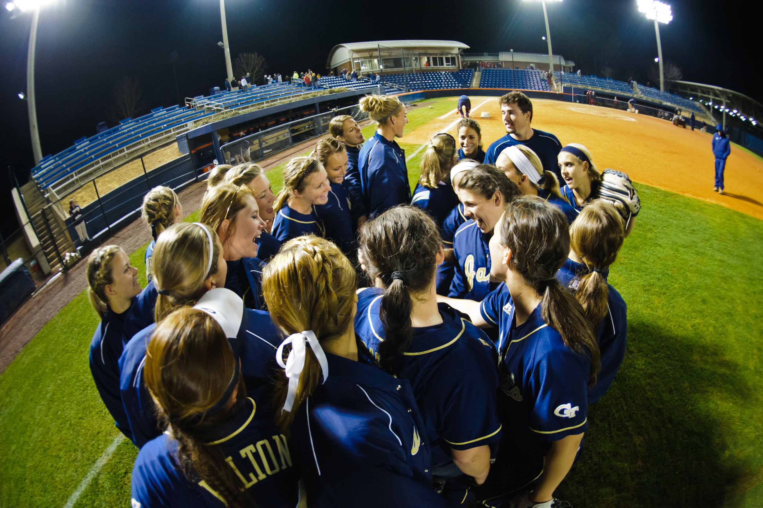 The team celebrates the victory.