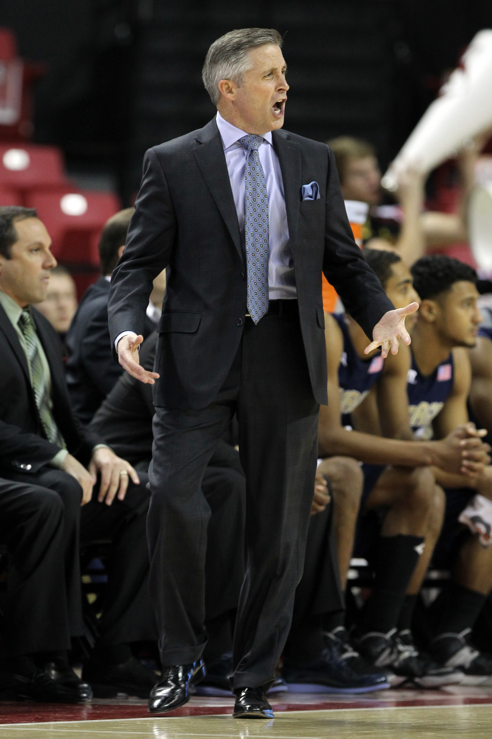 Jan 4, 2014; College Park, MD, USA; Georgia Tech Yellow Jackets head coach Brian Gregory reacts to game action against the Maryland Terrapins at Comcast Center. Mandatory Credit: Mitch Stringer-USA TODAY Sports