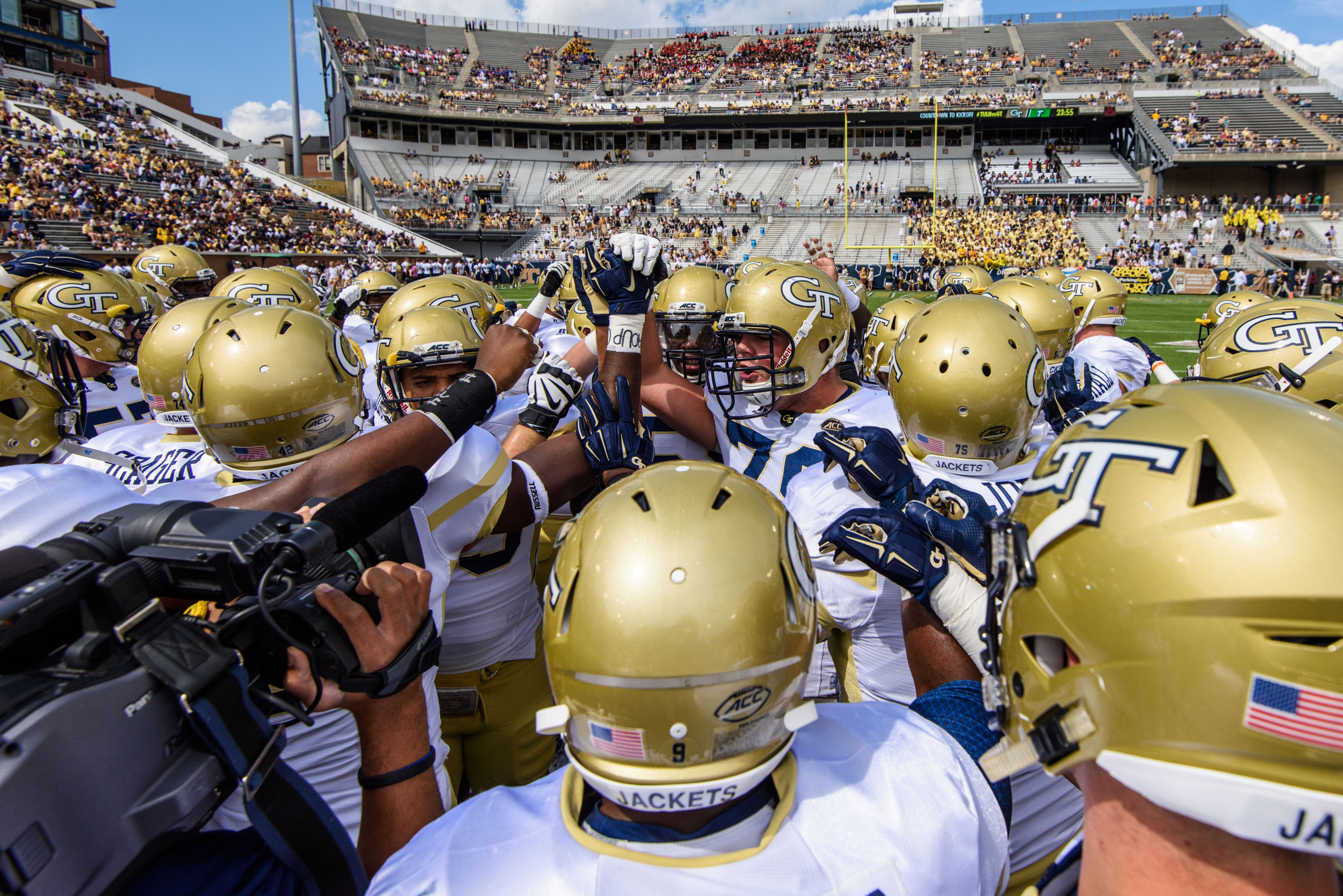 Team huddle after warmups