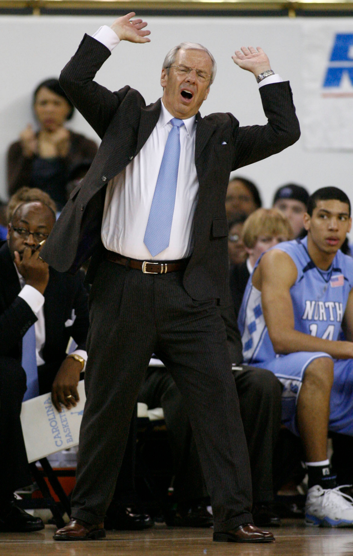 North Carolina head coach Roy Williams reacts against Georgia Tech during the second half.