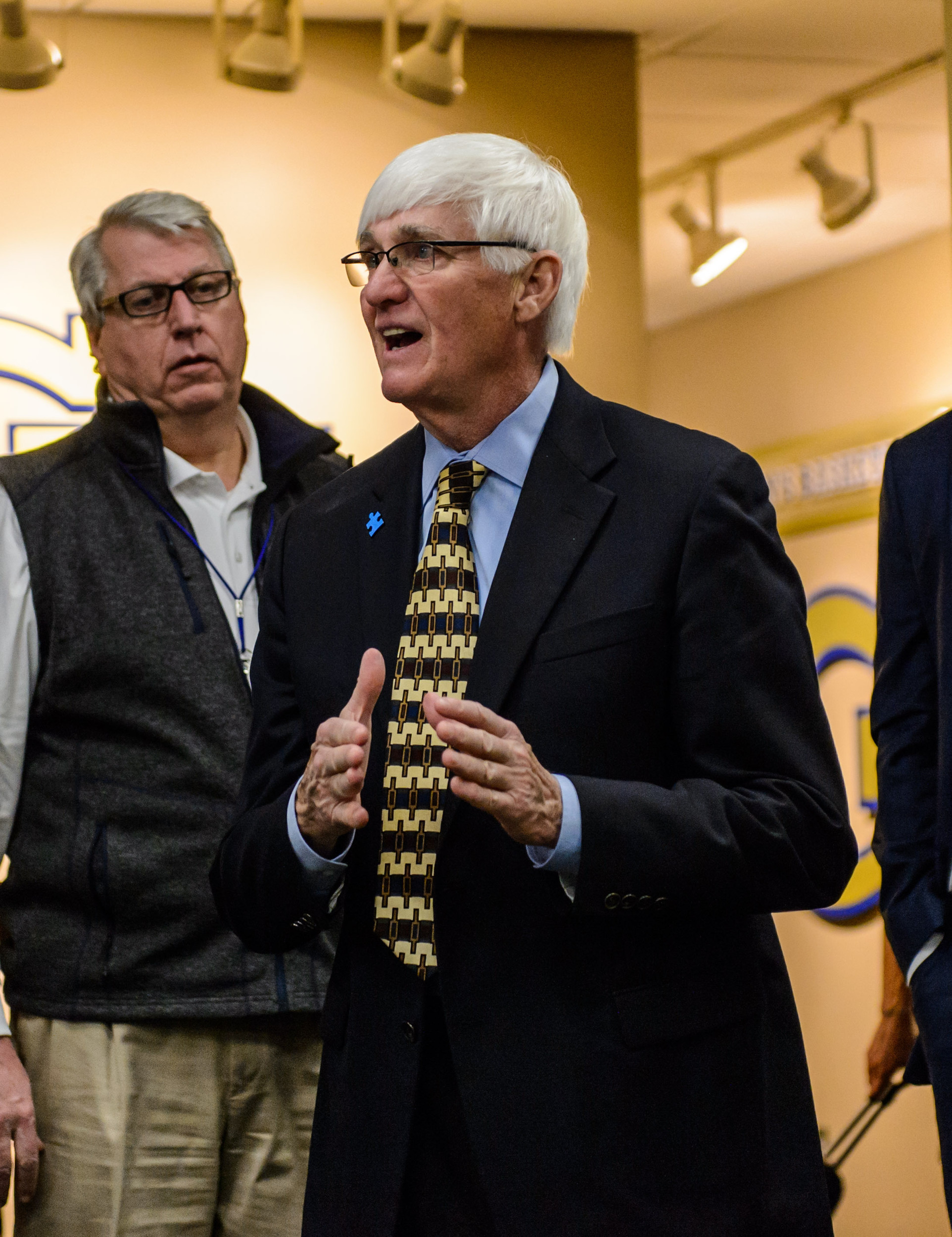 Bobby Cremins stopped by the locker room after the win