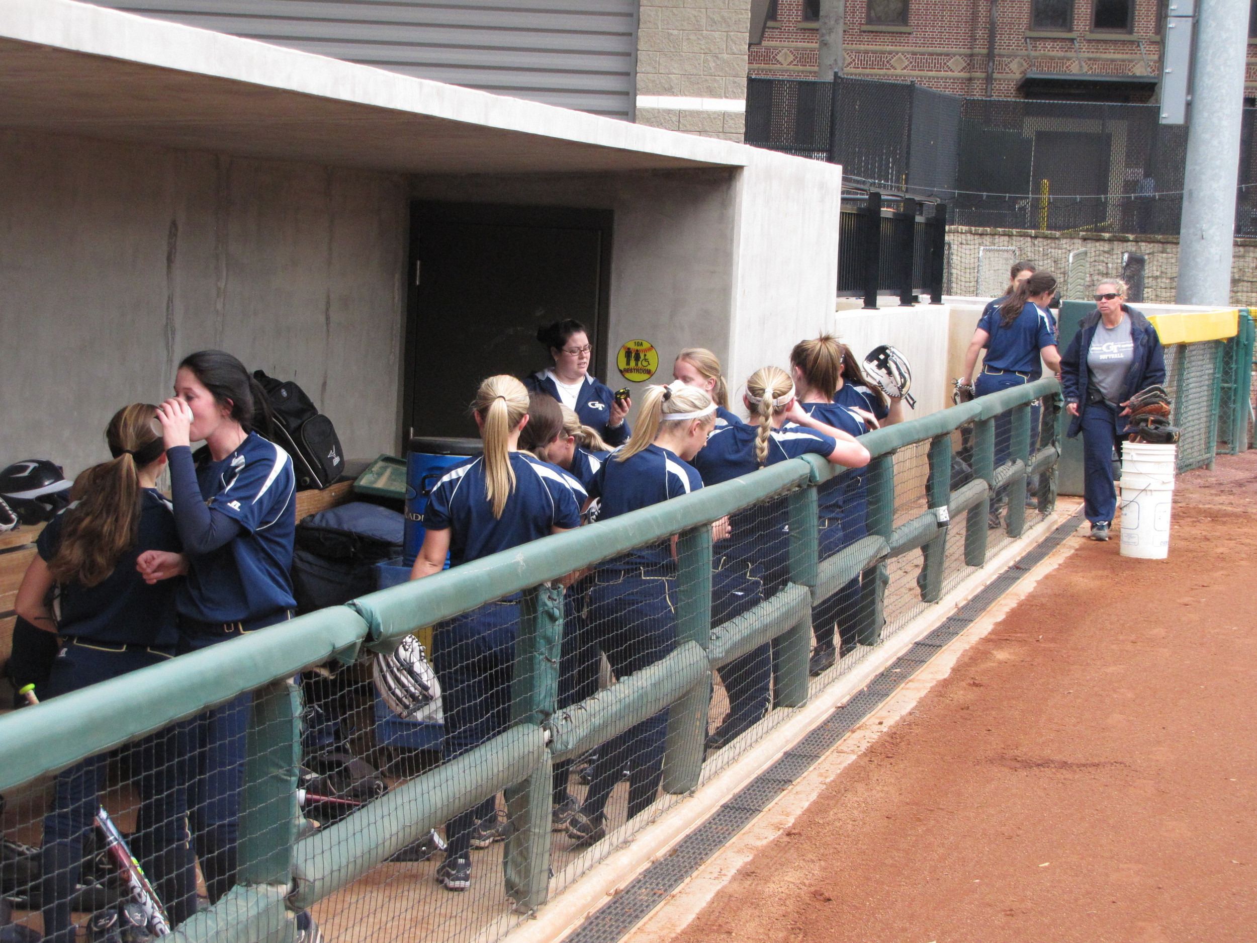 The team takes a quick break before they head back out to the field